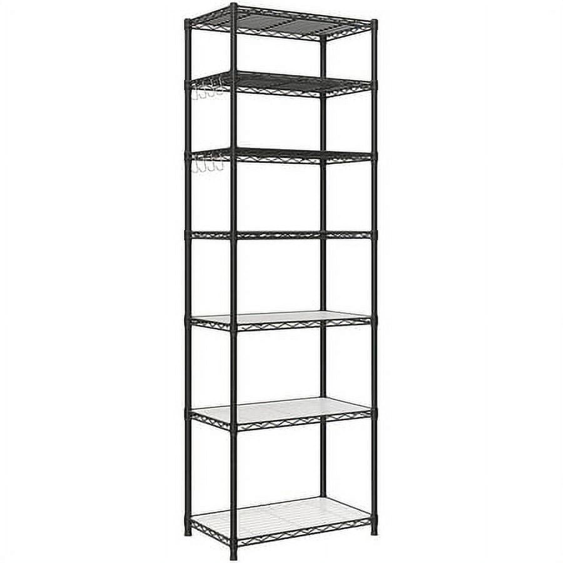 Adjustable Black 7-Tier Metal Wire Shelving Unit