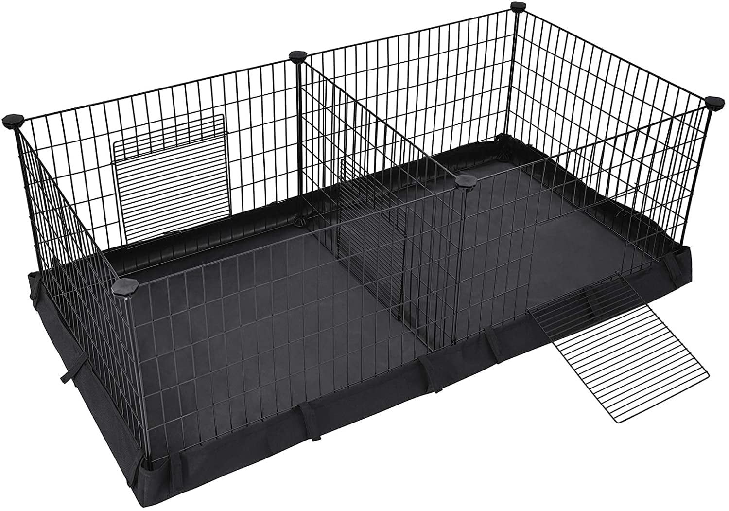 Black Metal Grid Small Animal Playpen with Waterproof Liner