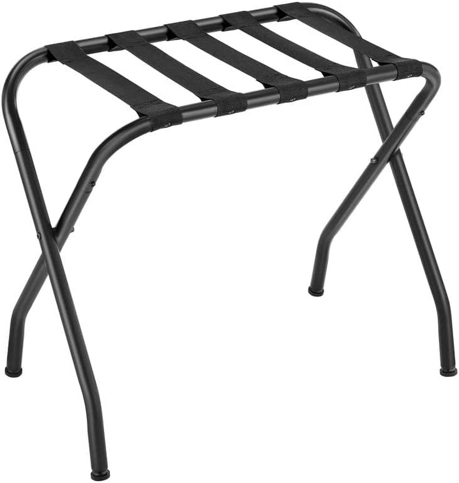 Black Steel Folding Luggage Rack with Nylon Straps