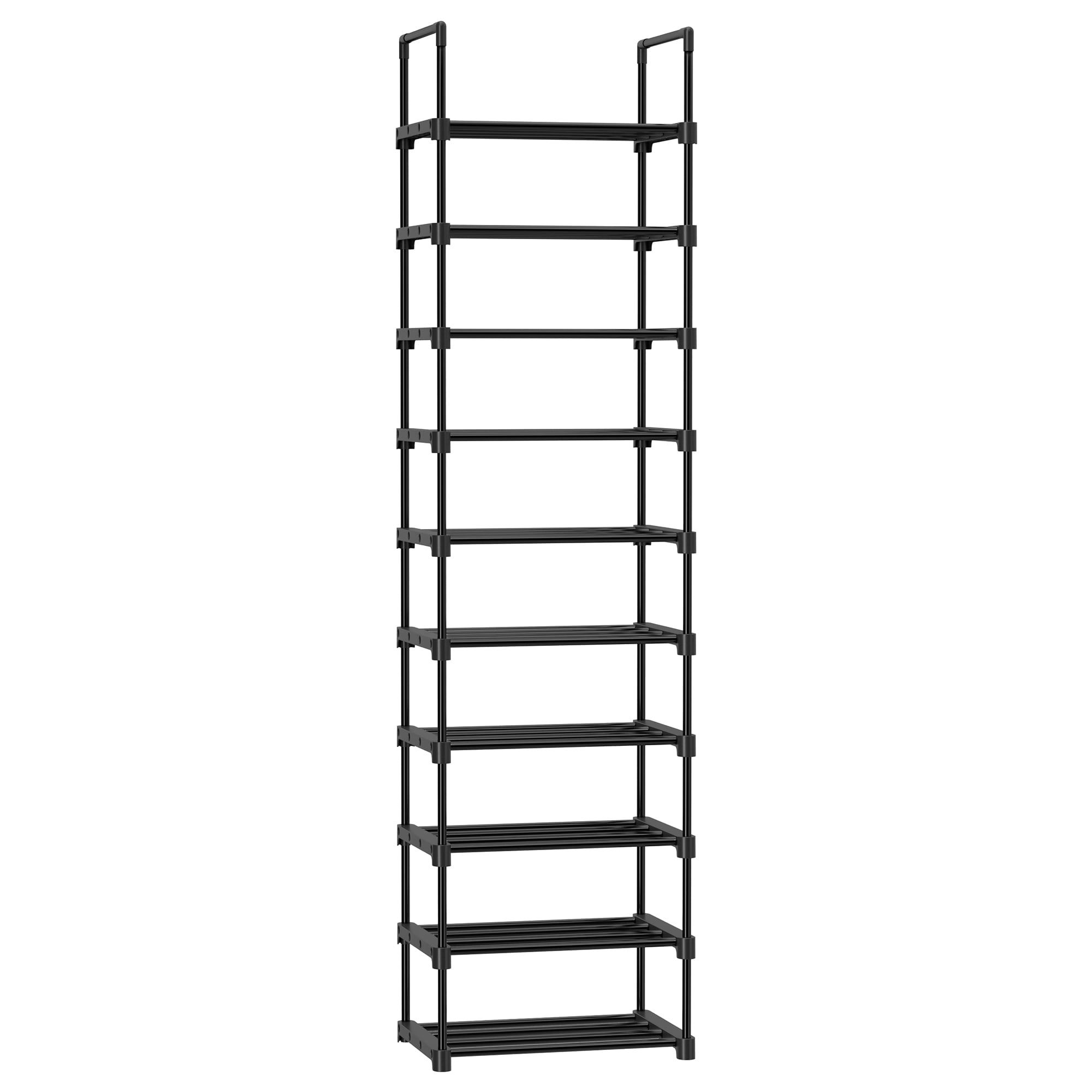 Black 10-Tier Metal Shoe Storage Shelf