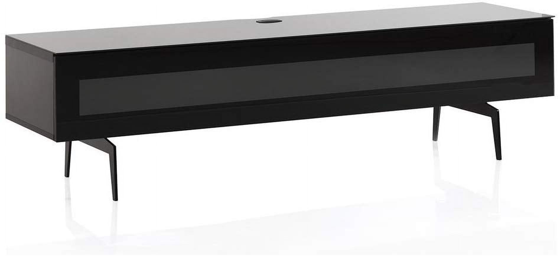 Black Glass and Wood Modern TV Stand with Cabinet