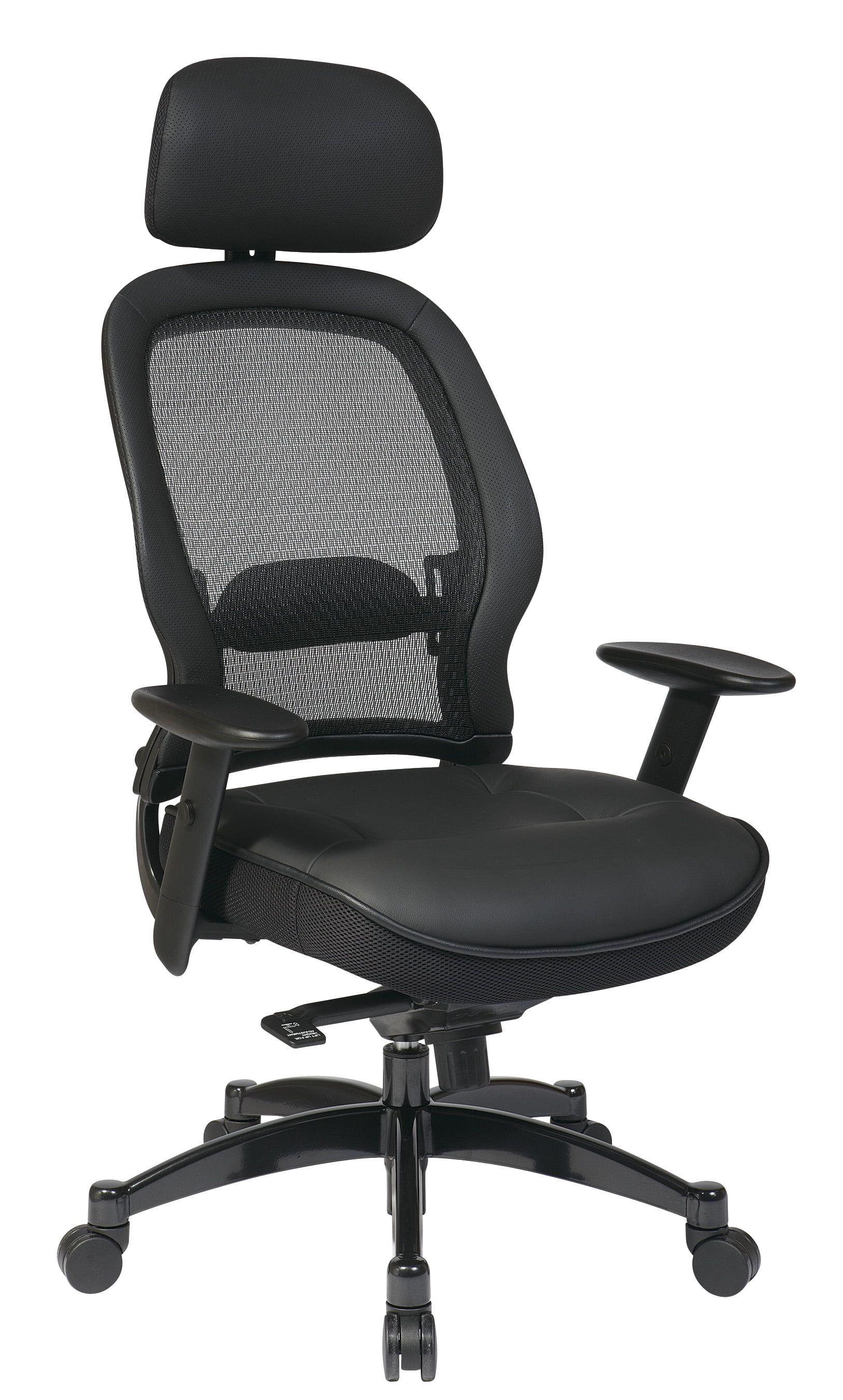 Elegance Black Leather & Metal High-Back Swivel Executive Chair