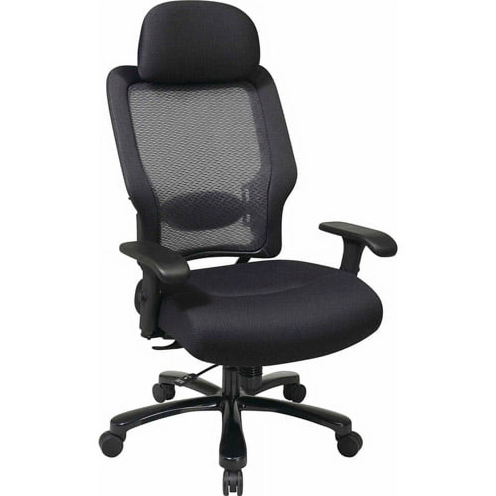 Adjustable Black Mesh and Leather Swivel Office Chair