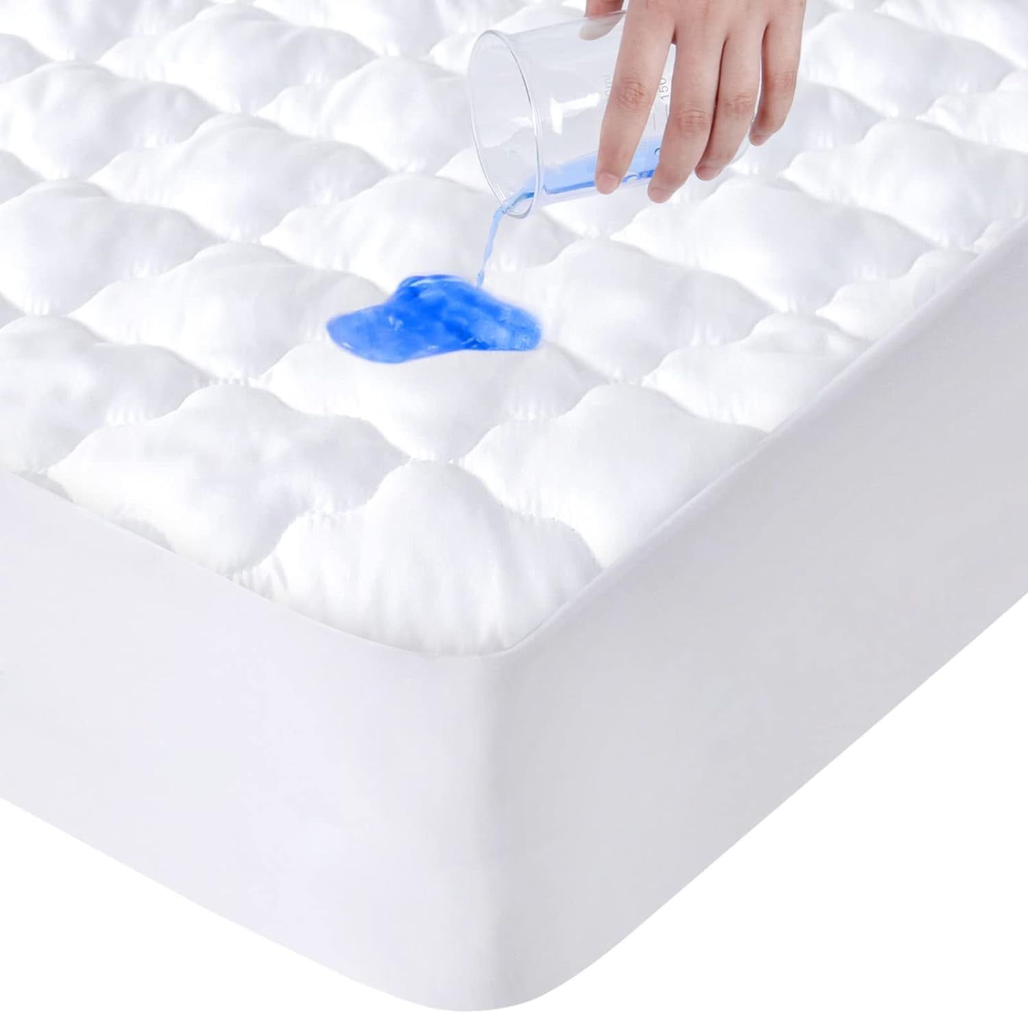 Full Size White Waterproof Quilted Mattress Protector