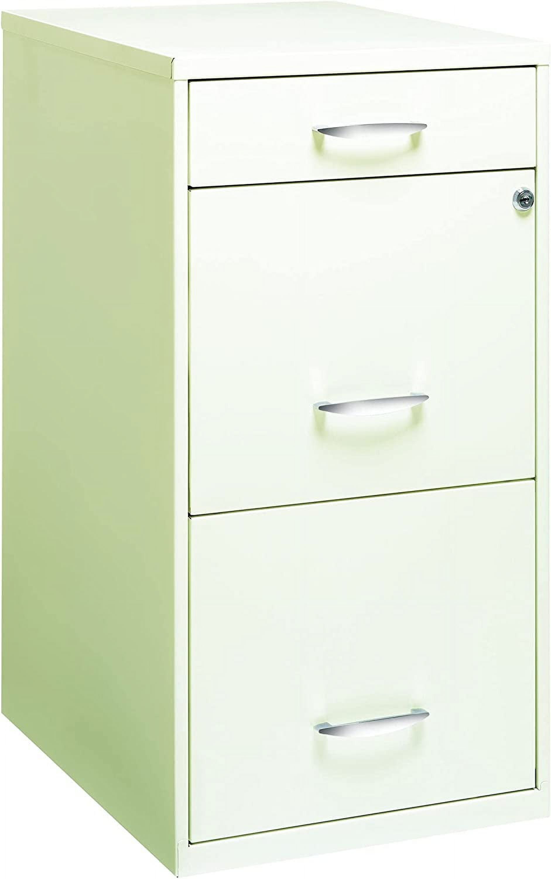 Pearl White Vertical Lockable 3-Drawer Metal File Cabinet