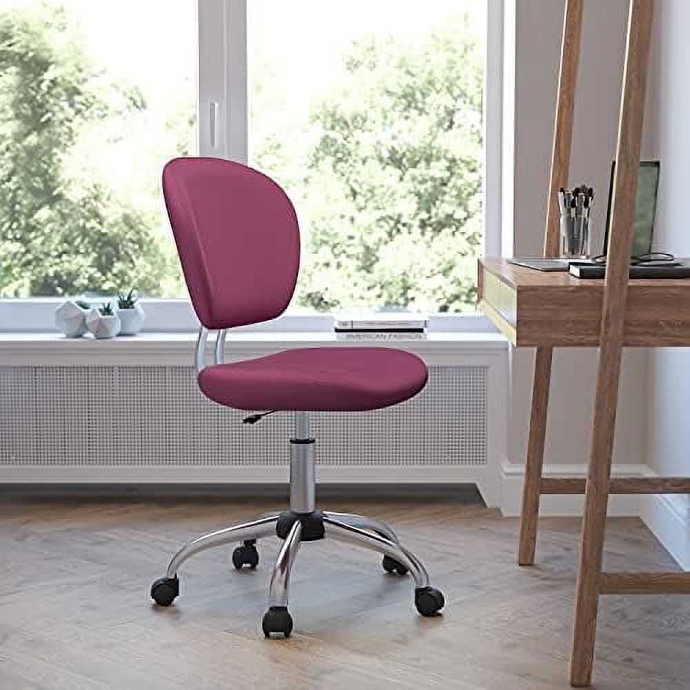 Pink Mesh Mid-Back Swivel Task Chair with Chrome Base