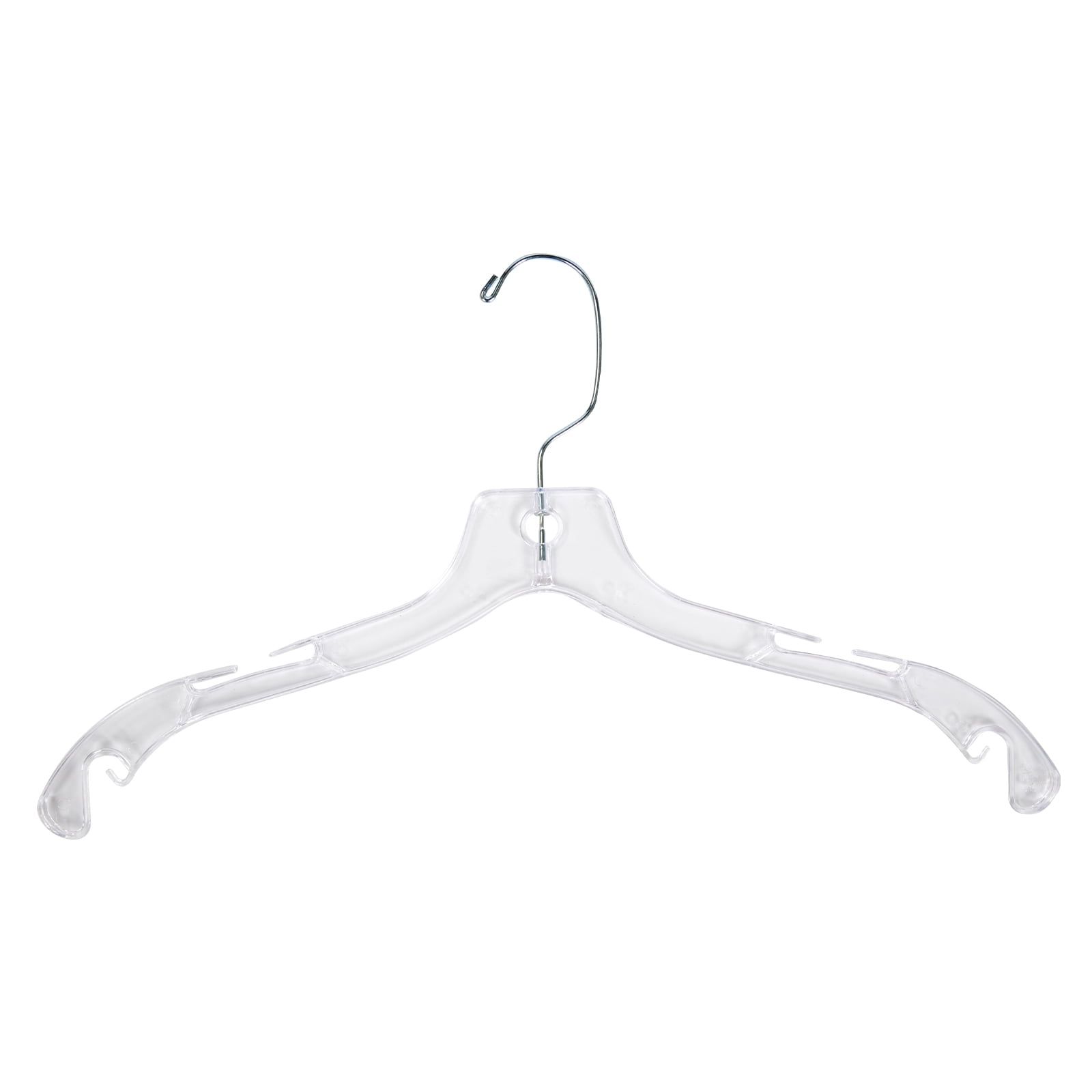 Clear Plastic 17-Inch Dress Hangers with Chrome Hook, Set of 20