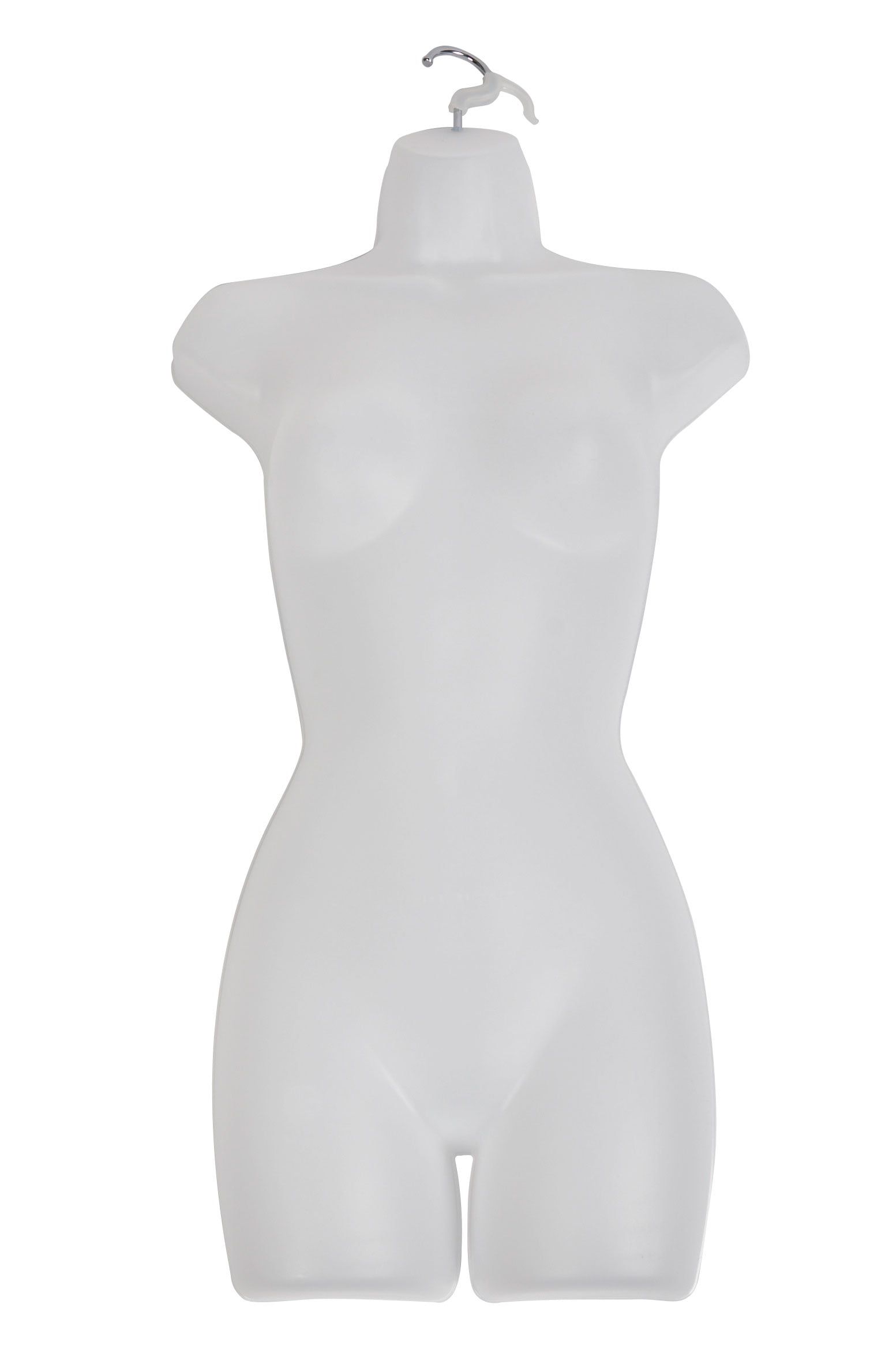 Frosted Shatterproof Female Torso Form with Hook