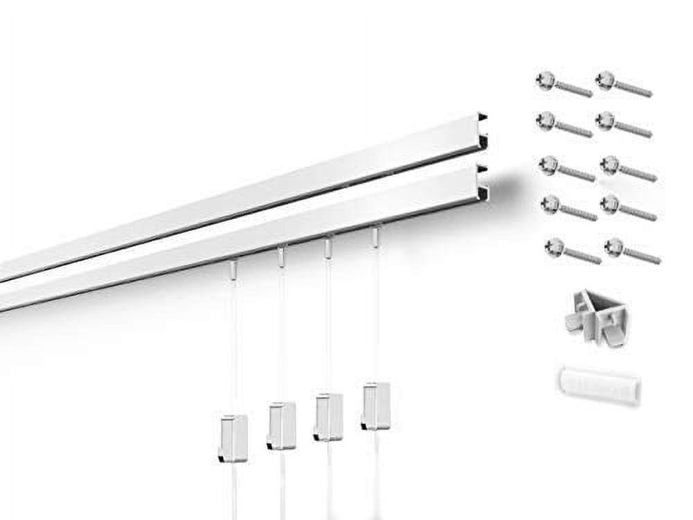 White Aluminum Picture Hanging System with Hooks and Cords