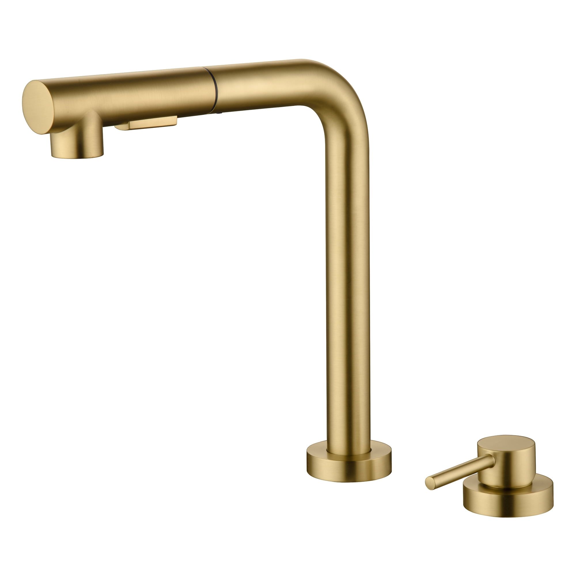 Brushed Gold Kitchen Faucet with Pull Out Sprayer and Side Handle