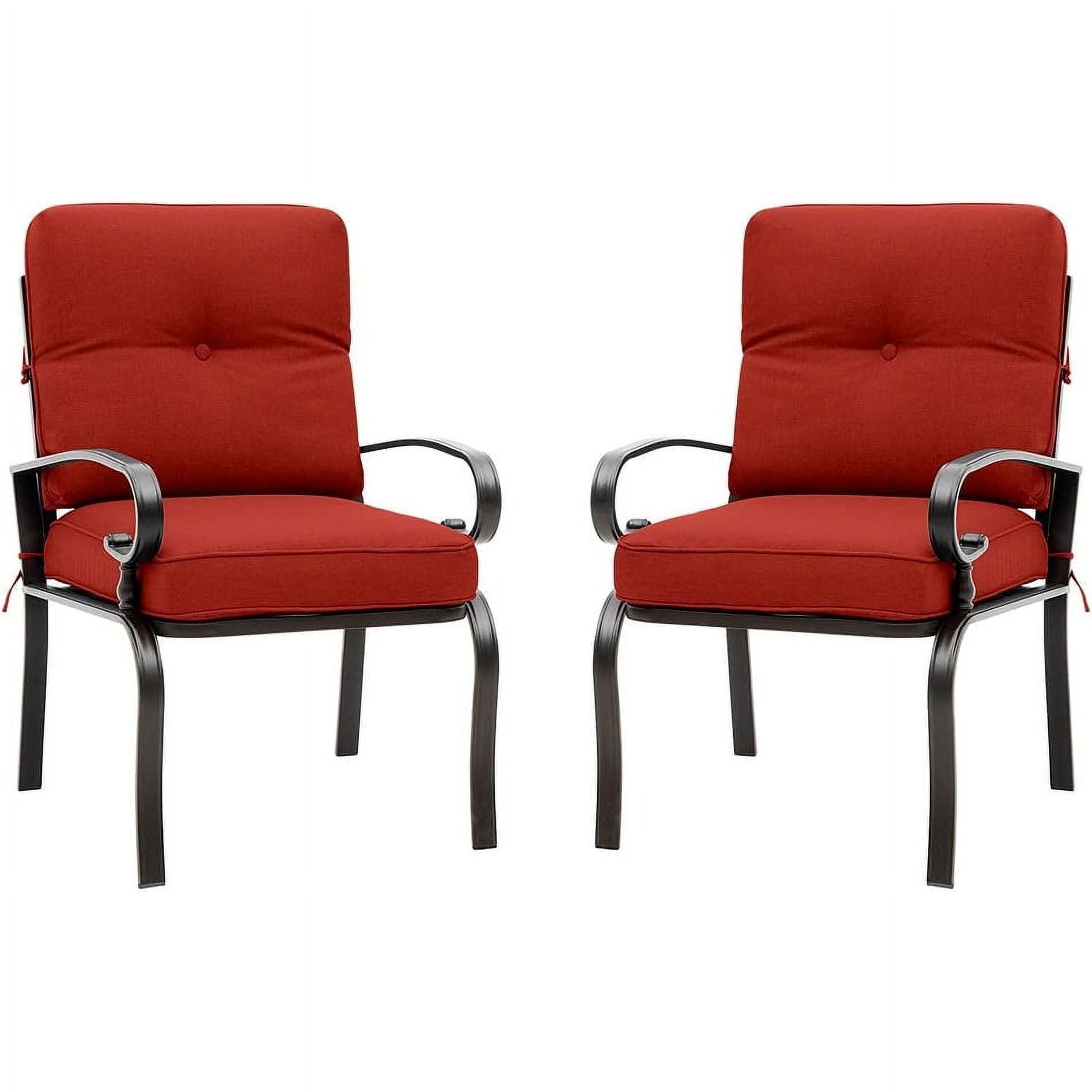 Suncrown Red Cushioned Outdoor Patio Dining Chairs, 2-Piece Set