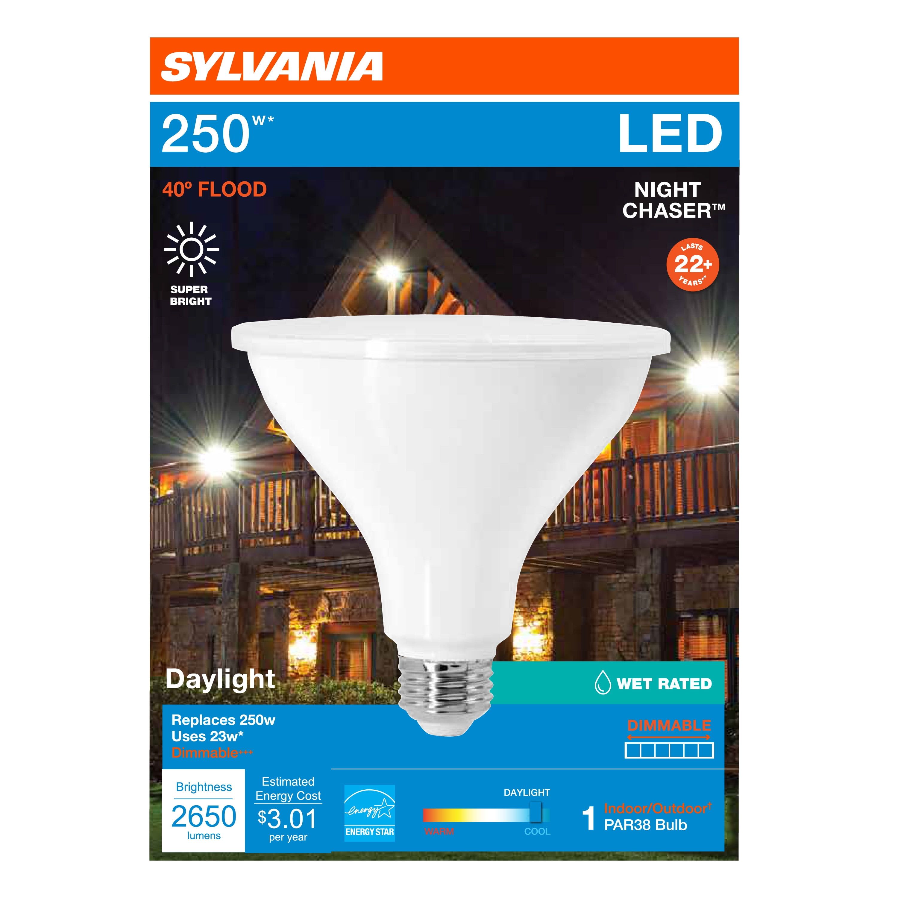 SYLVANIA 25W White Dimmable LED PAR38 Flood Light