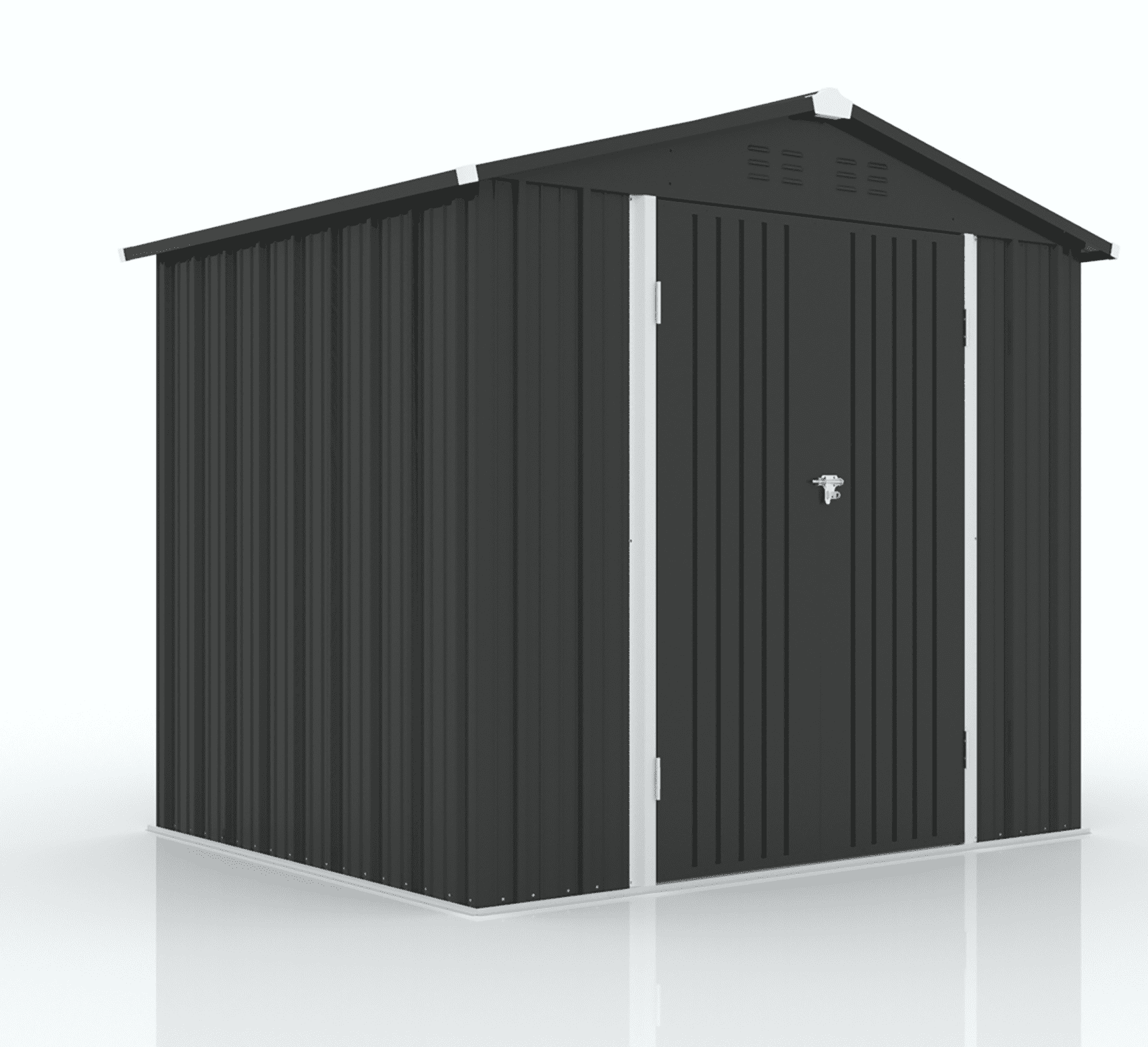 Gray 6' x 8' Metal Outdoor Storage Shed with Lockable Door