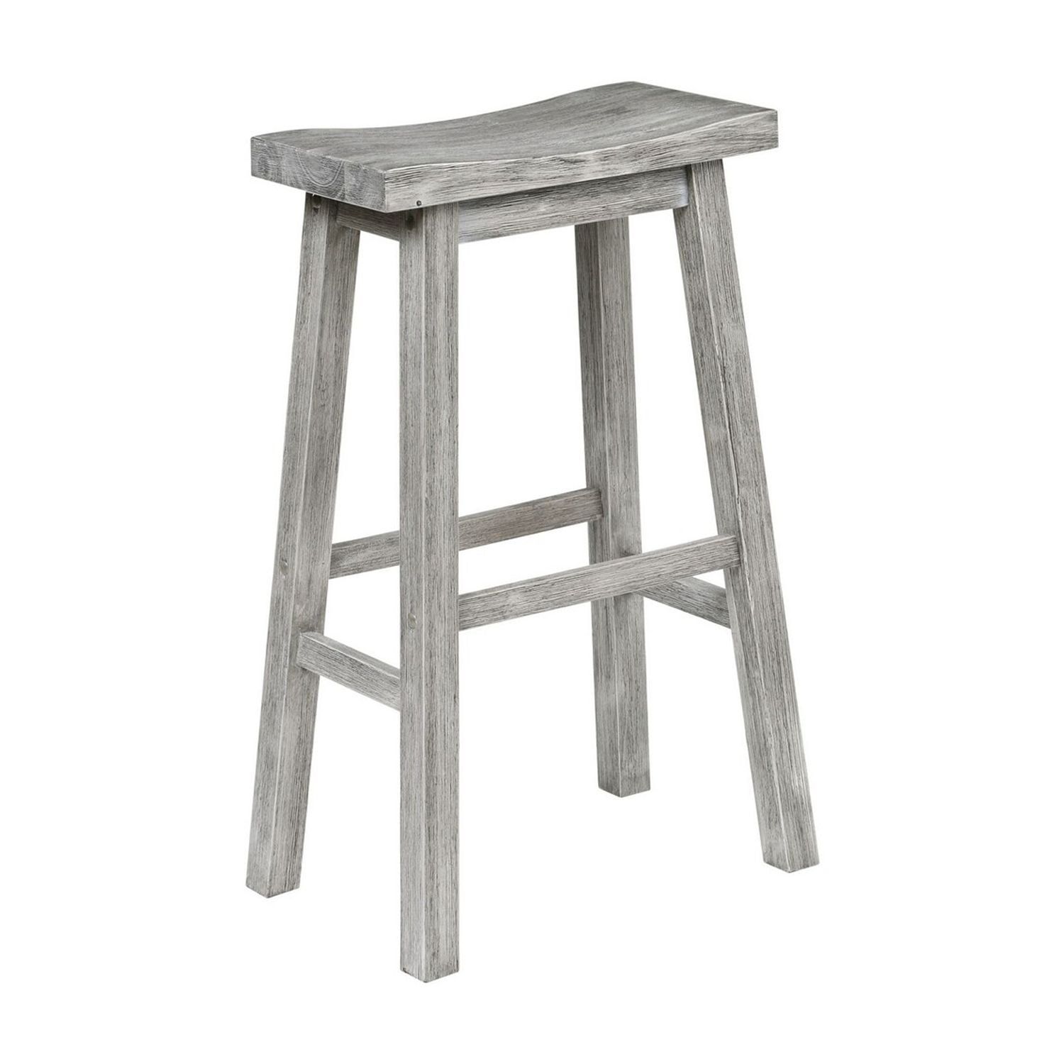 Adjustable Saddle Style Gray Wooden Barstool 30" Height