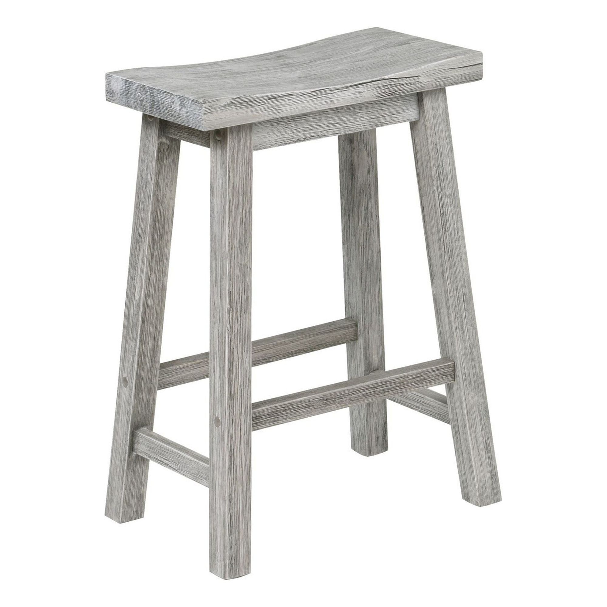 Adjustable Saddle-Style Backless Counter Stool in Wire-Brushed Gray