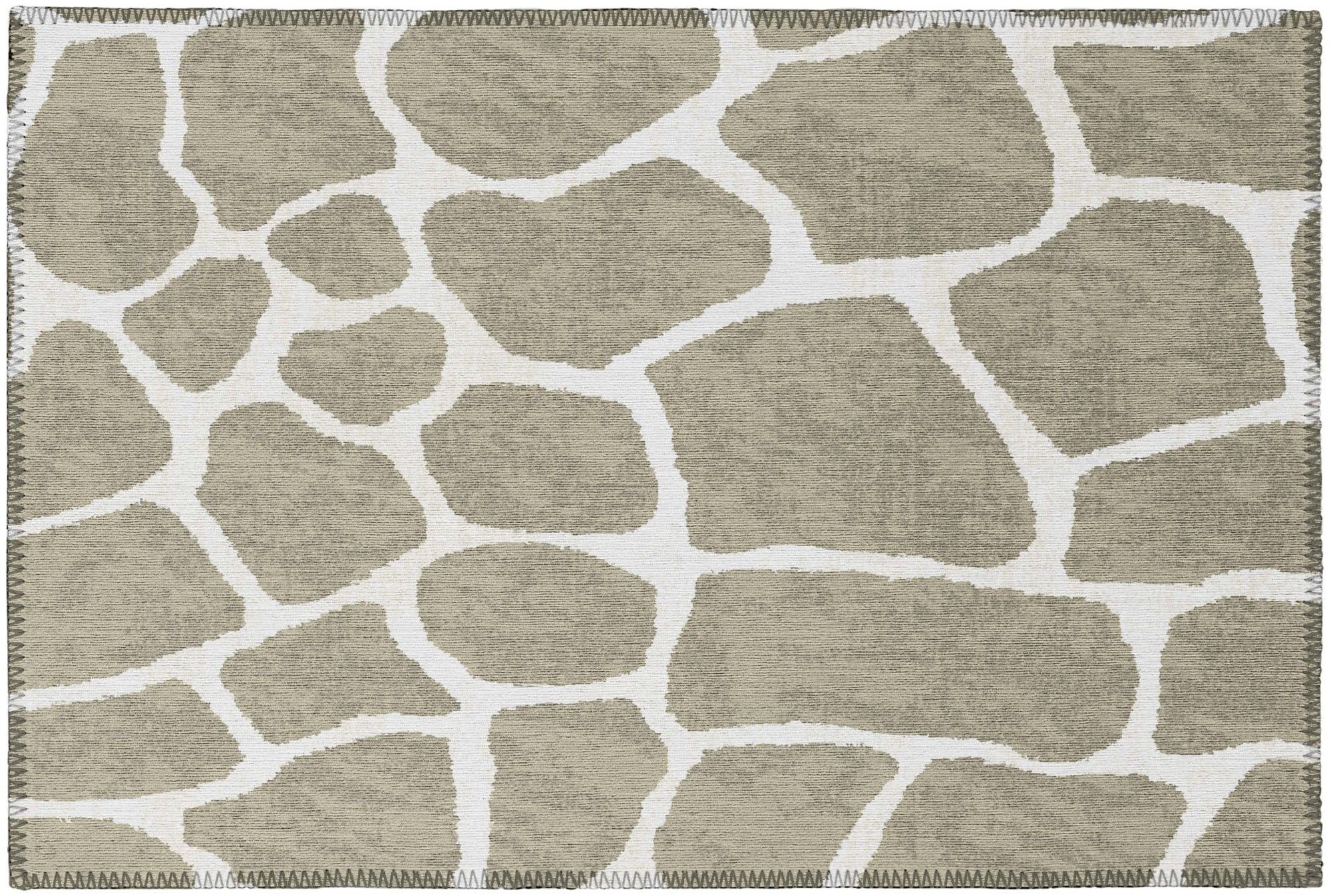 Taupe Rectangular Chenille Non-slip Washable Area Rug