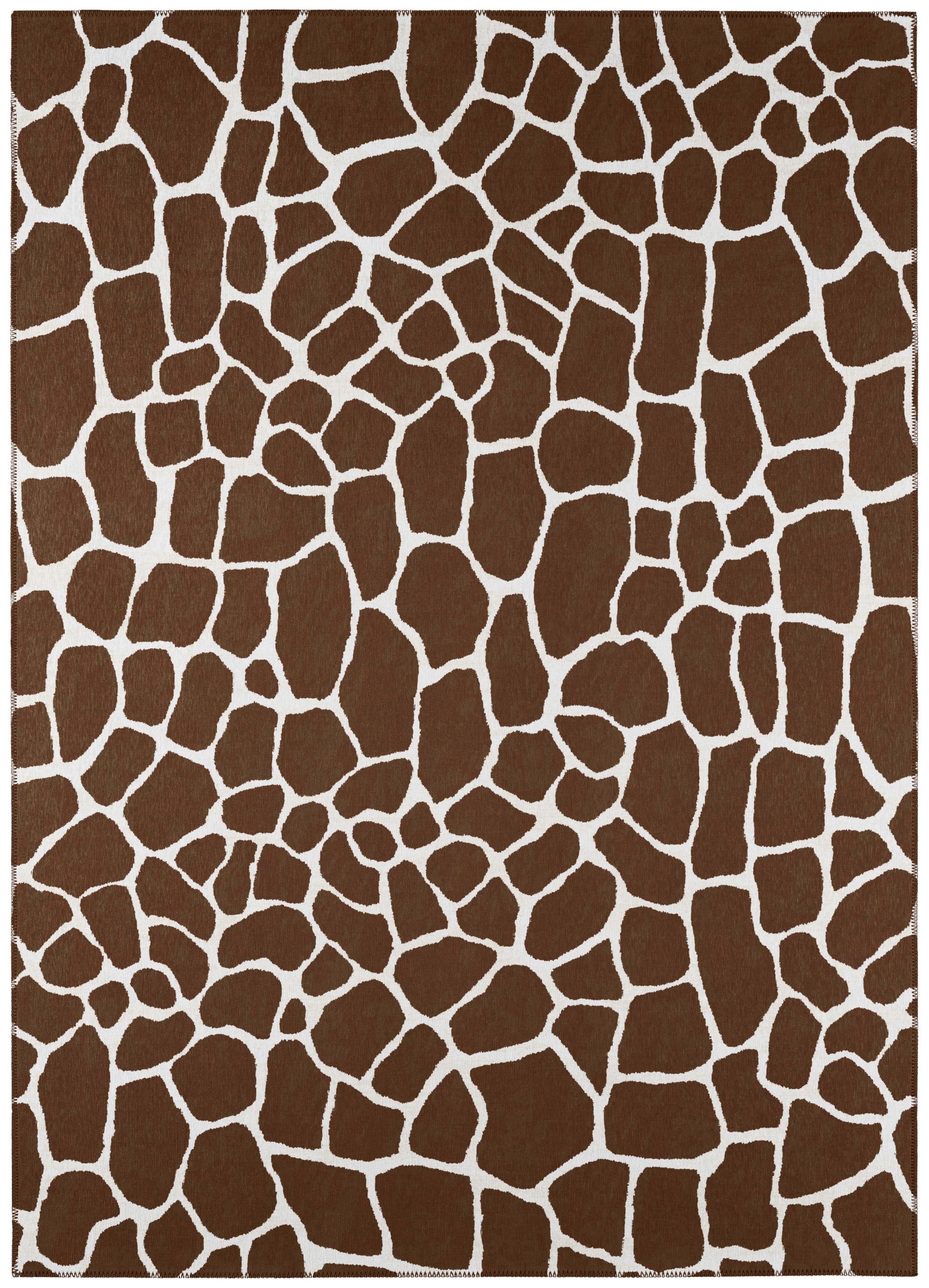 Safari Coffee Giraffe Print 9' x 12' Chenille Area Rug