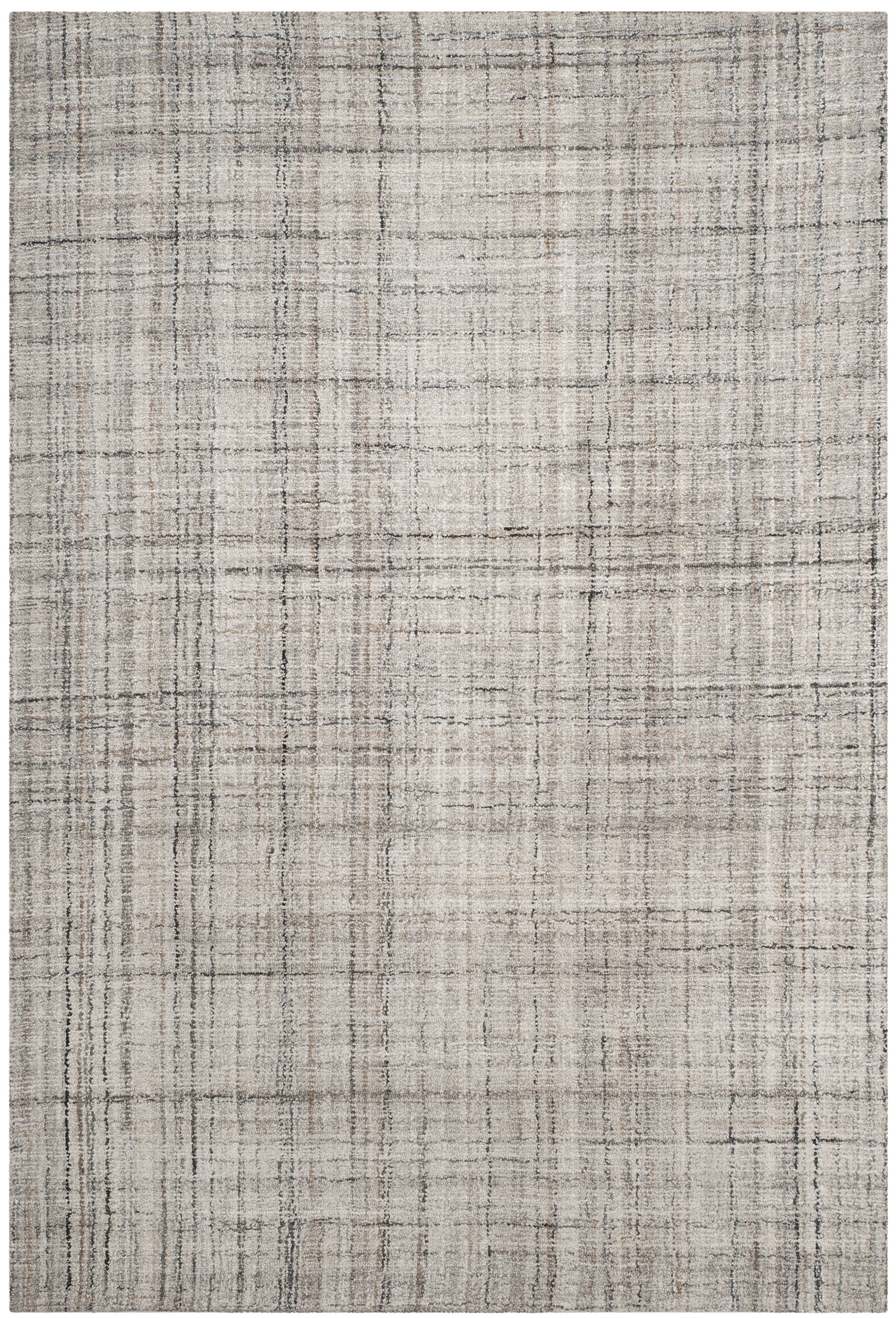 Camel and Black Abstract Hand-Tufted Wool Area Rug, 6' x 8'