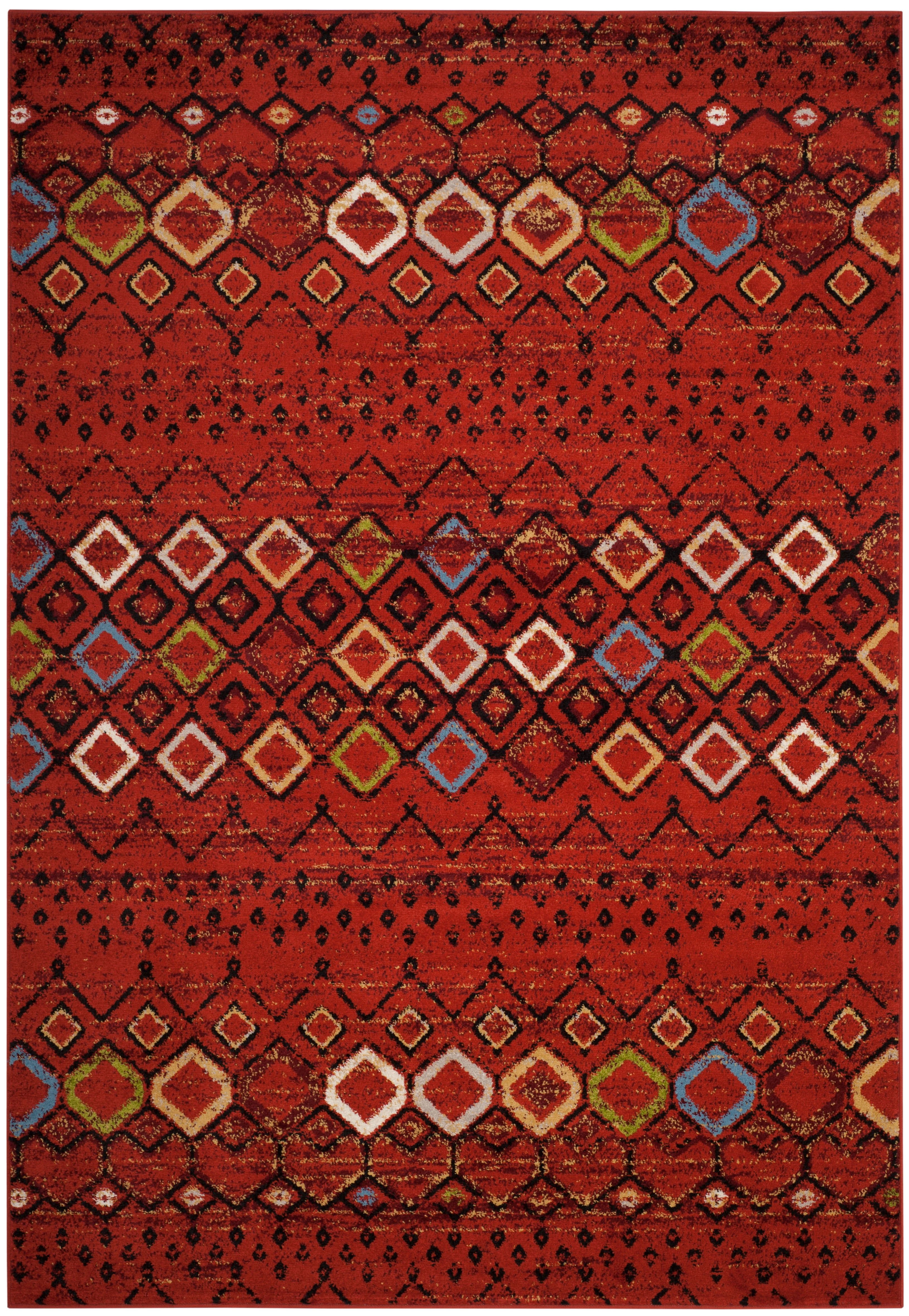 Terracotta Multi Geometric Low Pile Area Rug