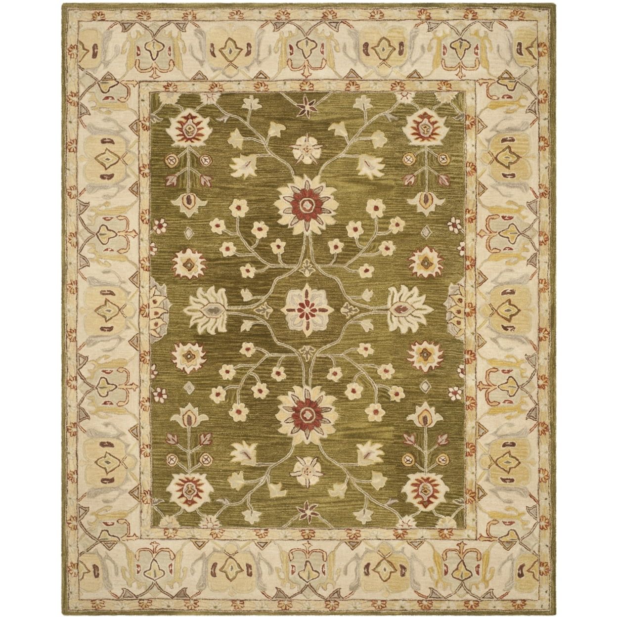 Moss and Ivory 9' x 12' Handmade Wool Tufted Area Rug