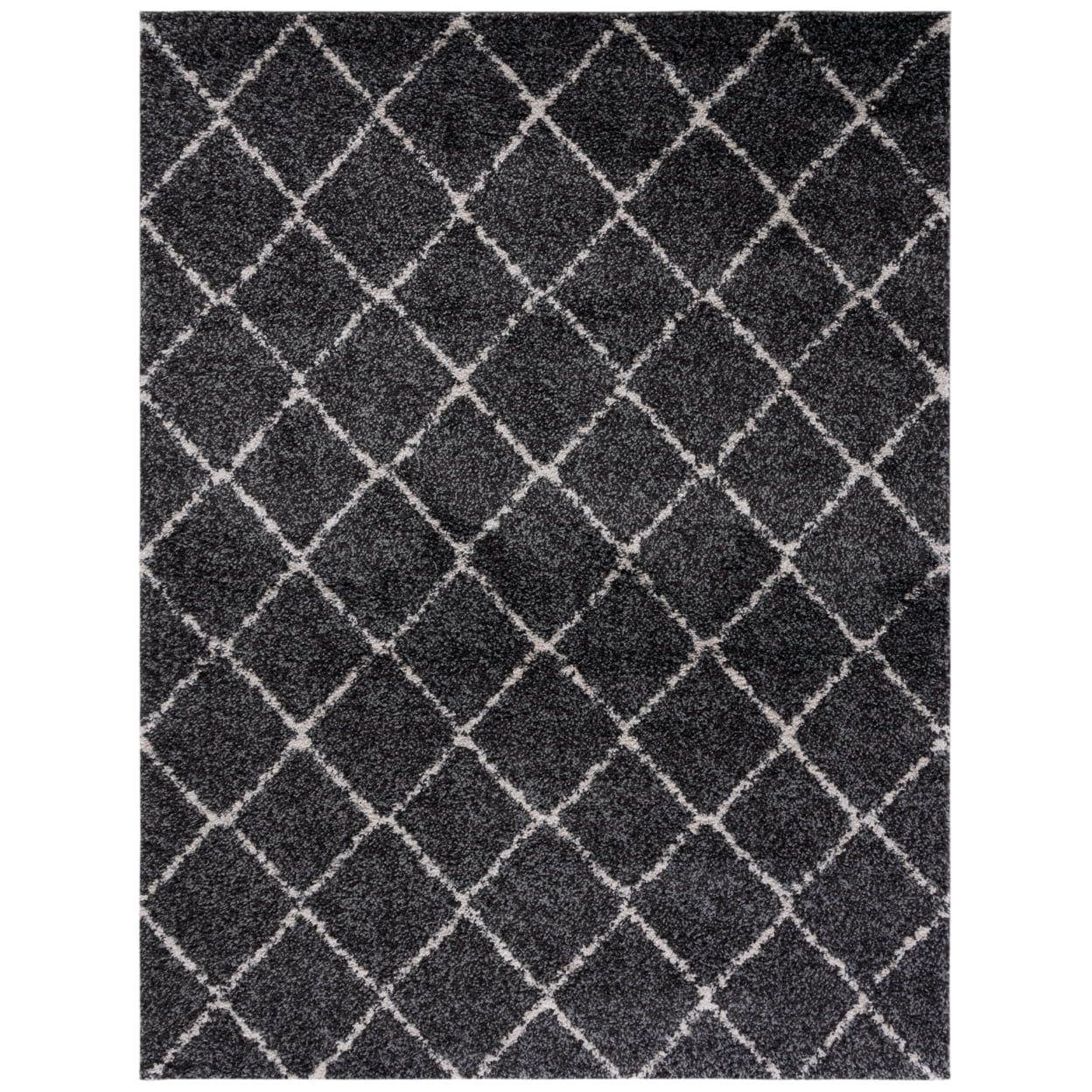 Anthracite and Beige Geometric Tufted Shag Area Rug 3' x 5'