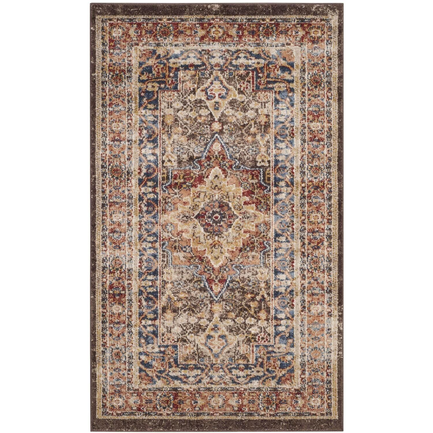 Reversible Rectangular Blue Synthetic 36" Stain-Resistant Rug