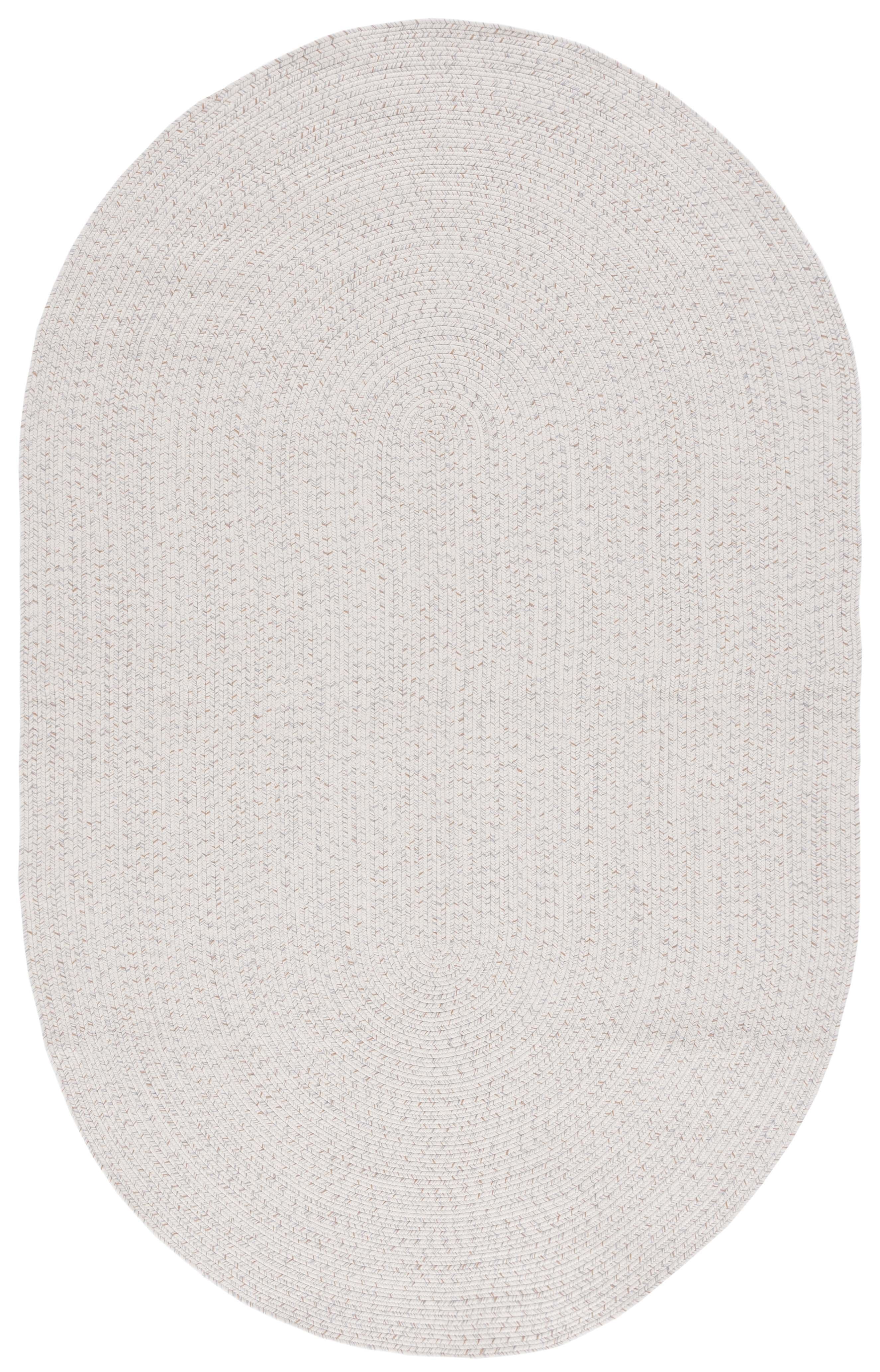 Handwoven Ivory & Light Grey Synthetic Oval Braided Rug - 4' x 6'