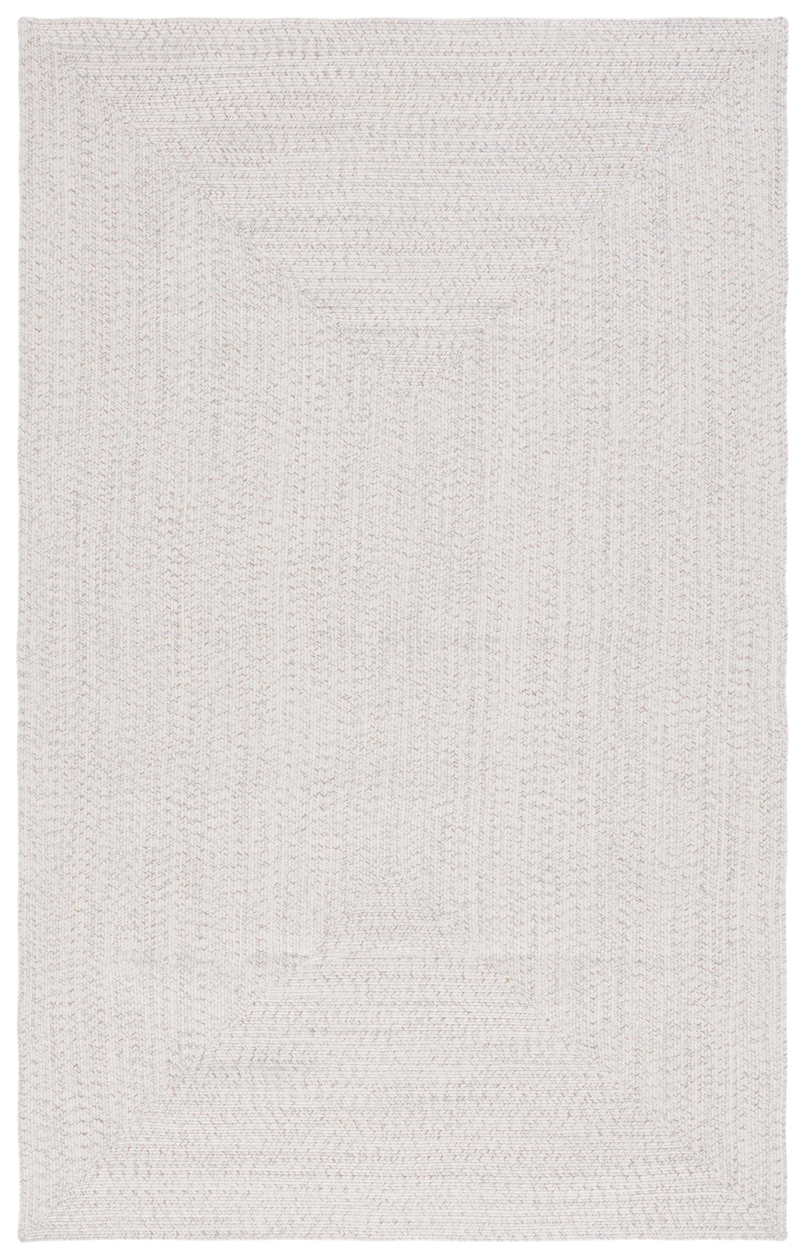 Handmade Ivory and Light Grey Braided 24" Square Synthetic Rug