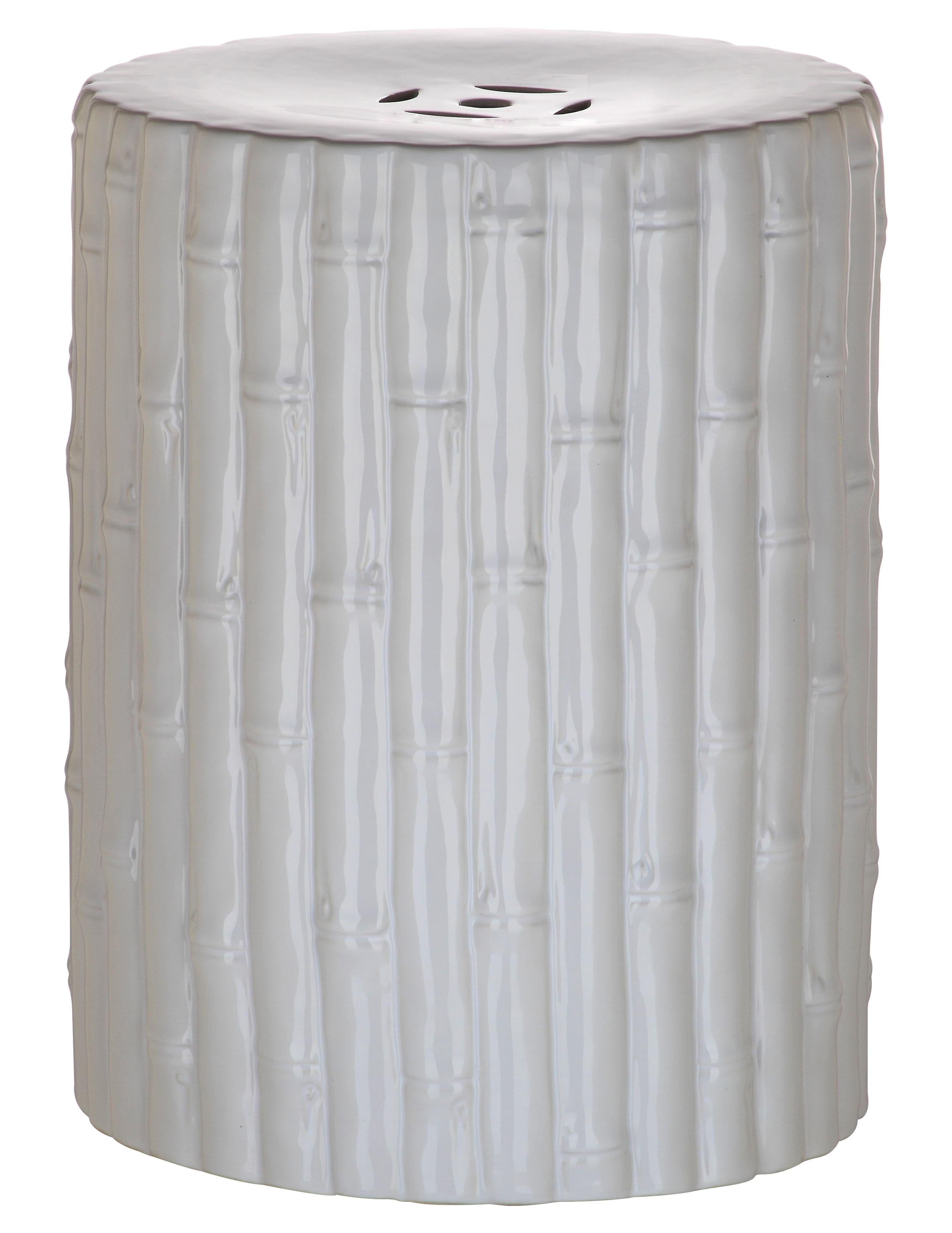 Marrakesh Oasis White Ceramic Indoor/Outdoor Garden Stool