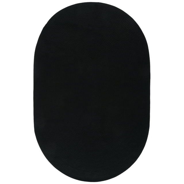 Black Oval Braided Synthetic 4' x 6' Washable Area Rug