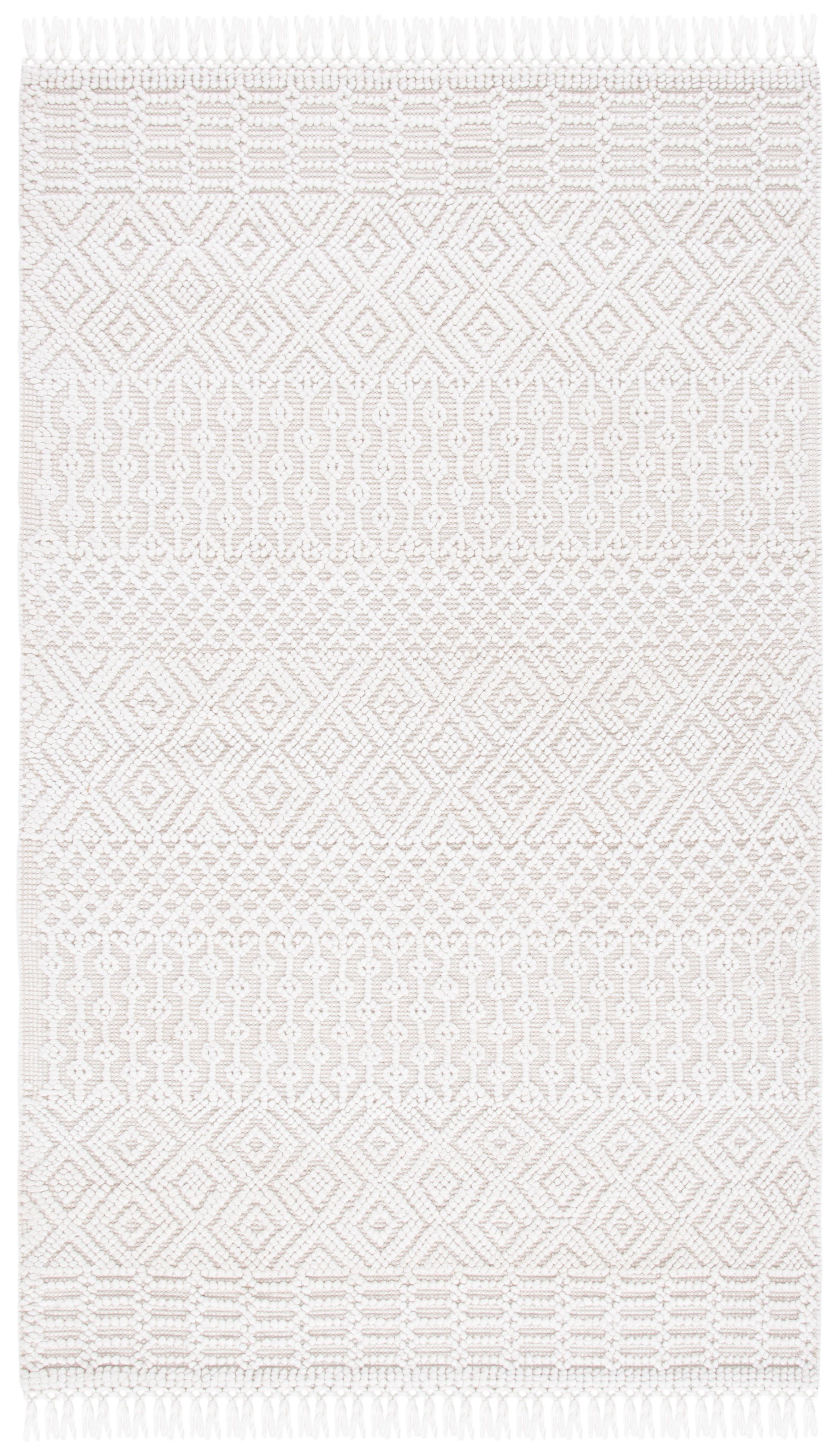 Ivory Hand-Tufted Wool Shag Area Rug, 4' x 6'