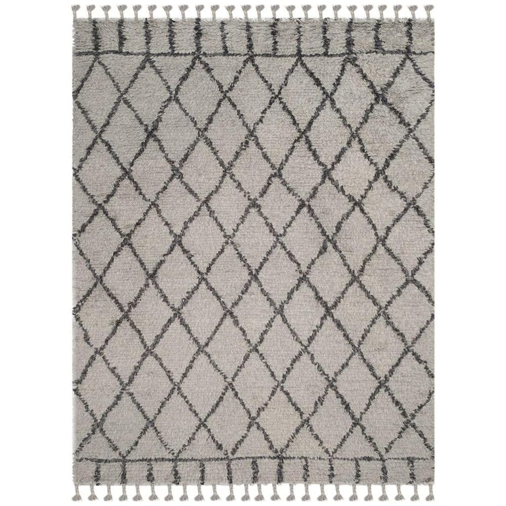 Gray and Dark Gray Hand-Tufted Wool Shag Rug 9' x 12'