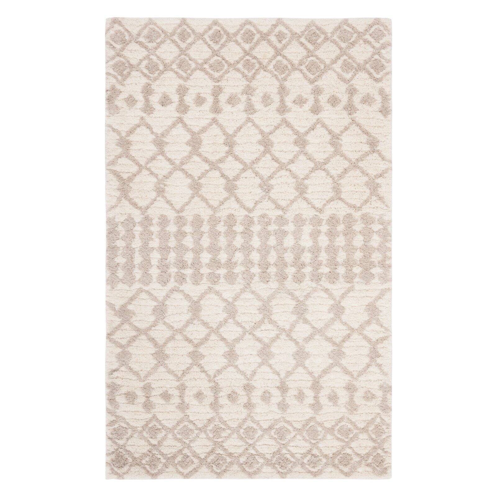 Ivory and Beige 8' x 10' Hand-Tufted Wool Shag Rug