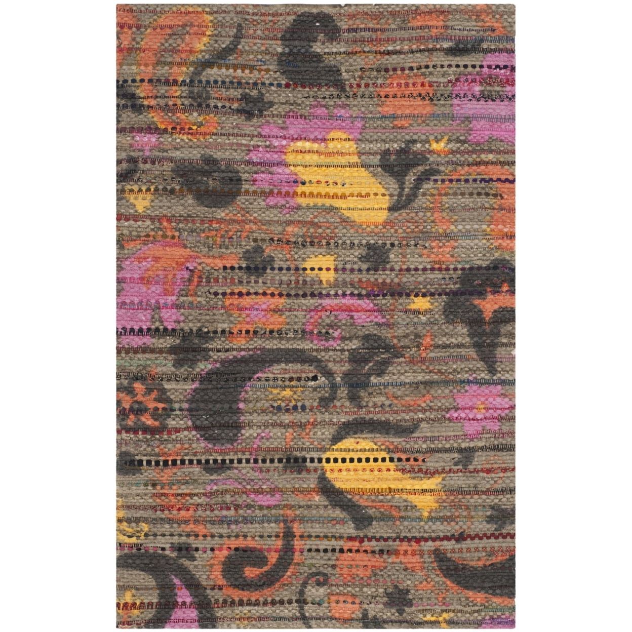 Cedar Brook Brown Multicolor Floral Cotton 5' x 8' Area Rug