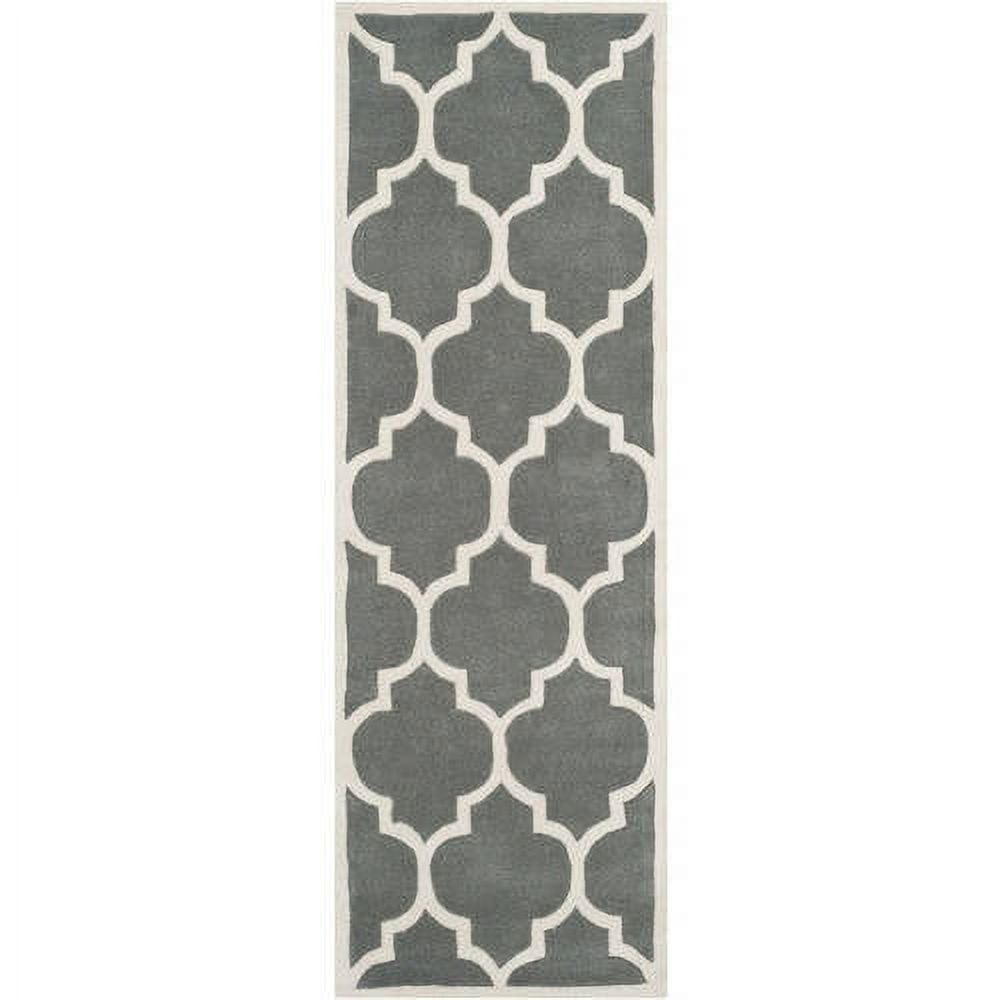 Elegant Gray Hand-Tufted Wool Runner Rug with Non-Slip Backing