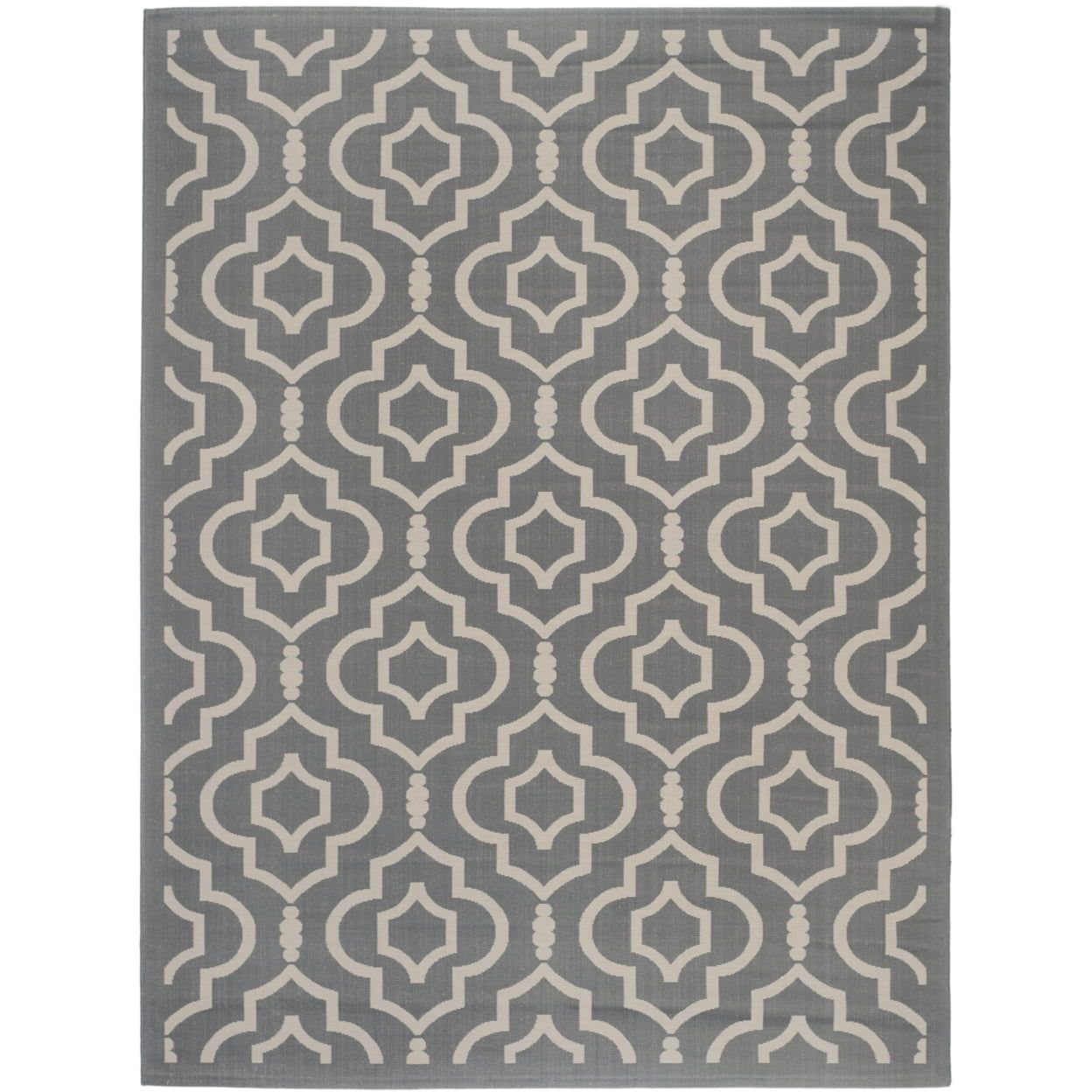 Gray Geometric Low Pile Synthetic Outdoor Area Rug