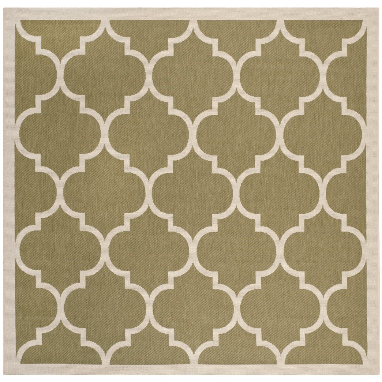 Moroccan-Inspired Beige & Yellow Green 8' Square Indoor/Outdoor Rug