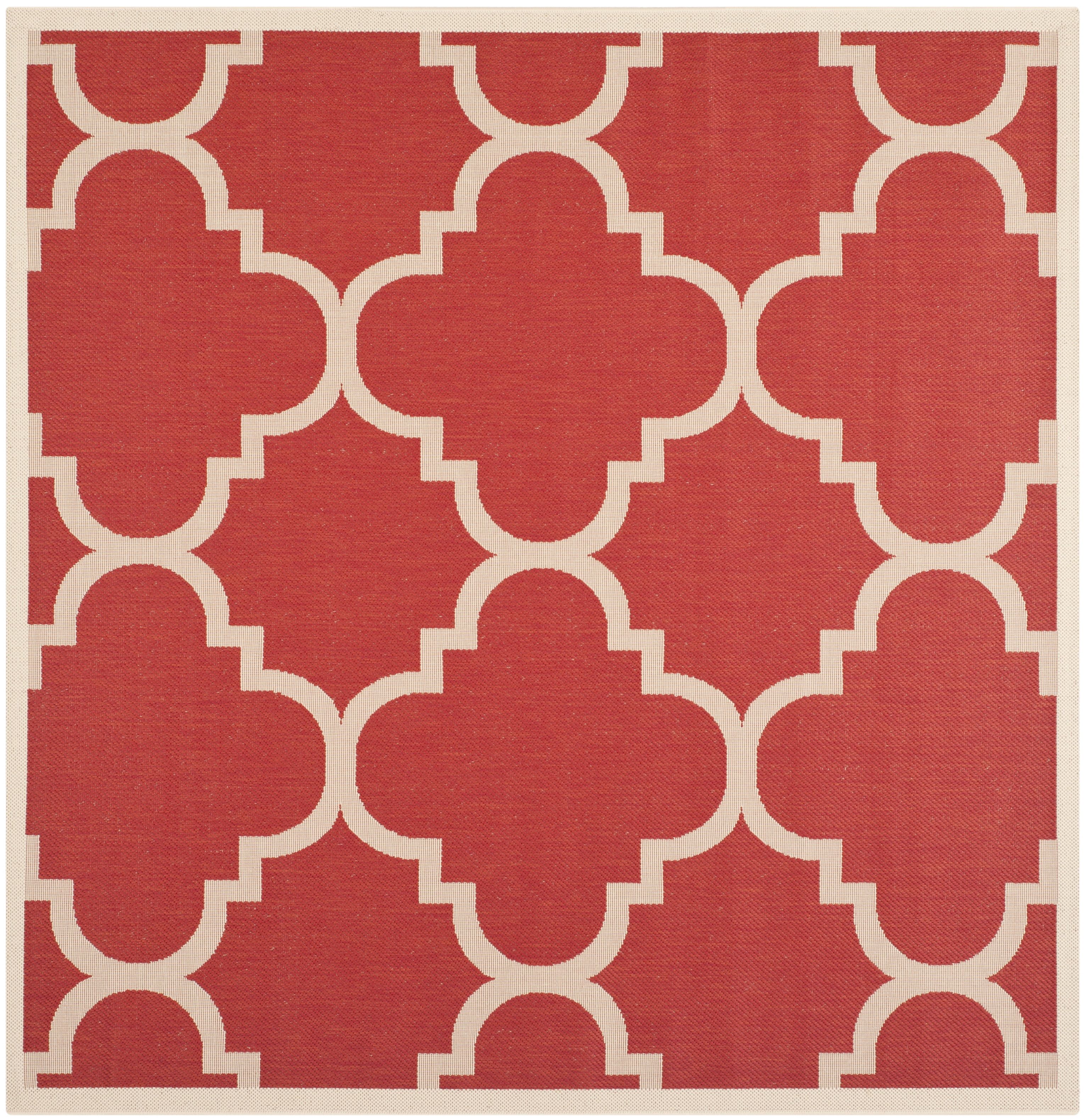 Courtyard Chic 6'7" Square Red Synthetic Easy-Care Area Rug