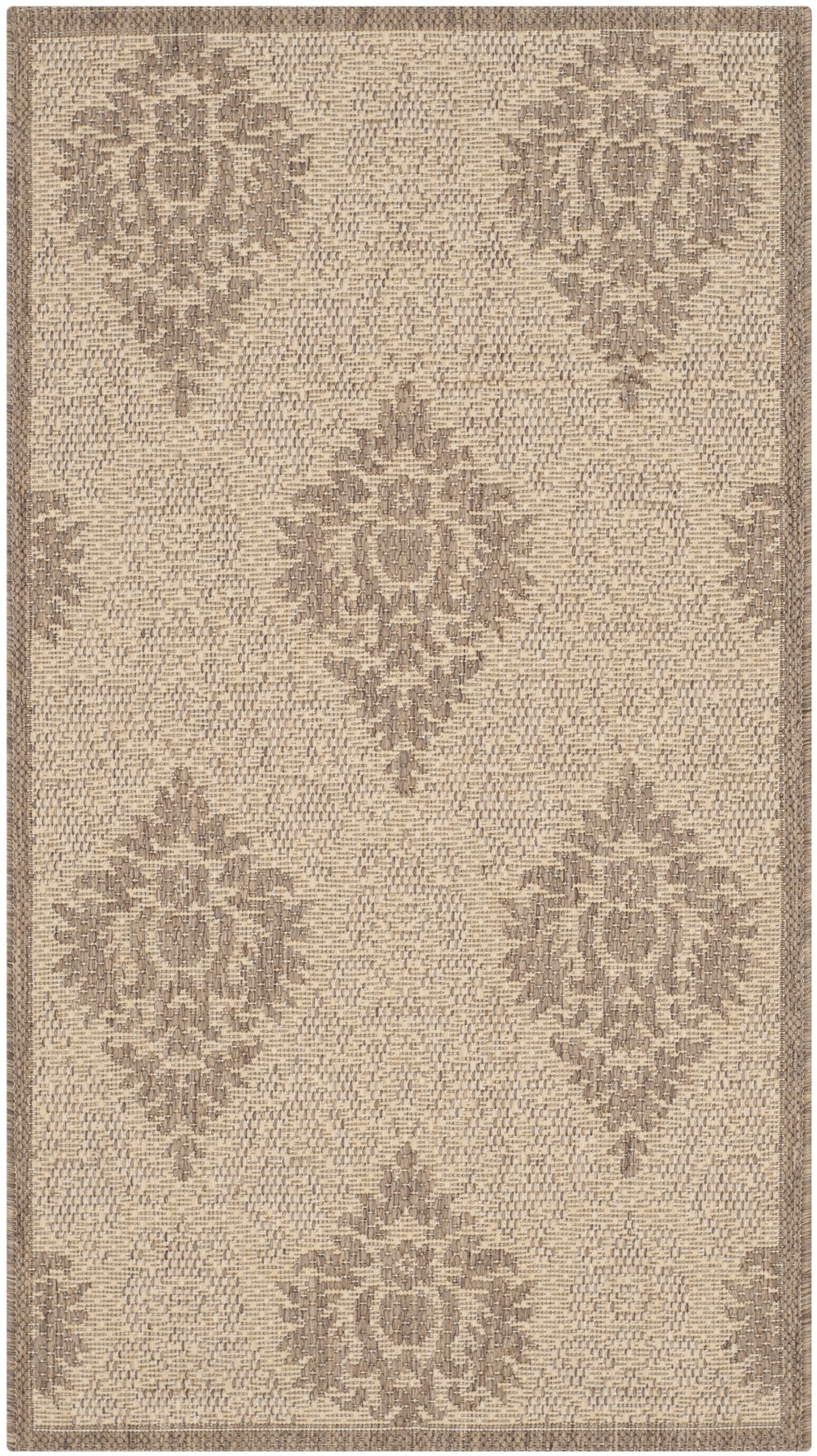 Natural Brown Damask Indoor Outdoor Area Rug 2' x 3'7"