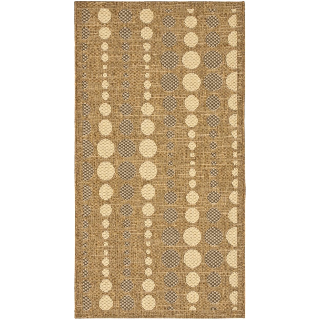 Gold and Cream Geometric Circles Outdoor Rug, 2'7" x 5'