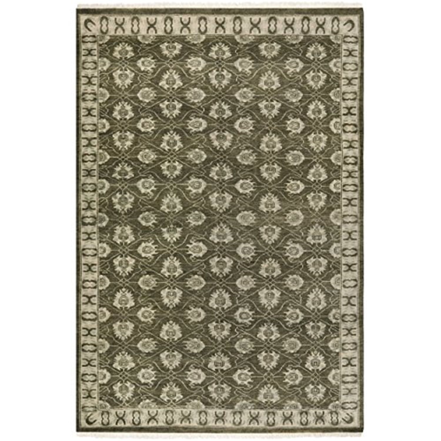 Elegant Oushak Hand-Knotted Wool Area Rug, 8' x 10', Gray