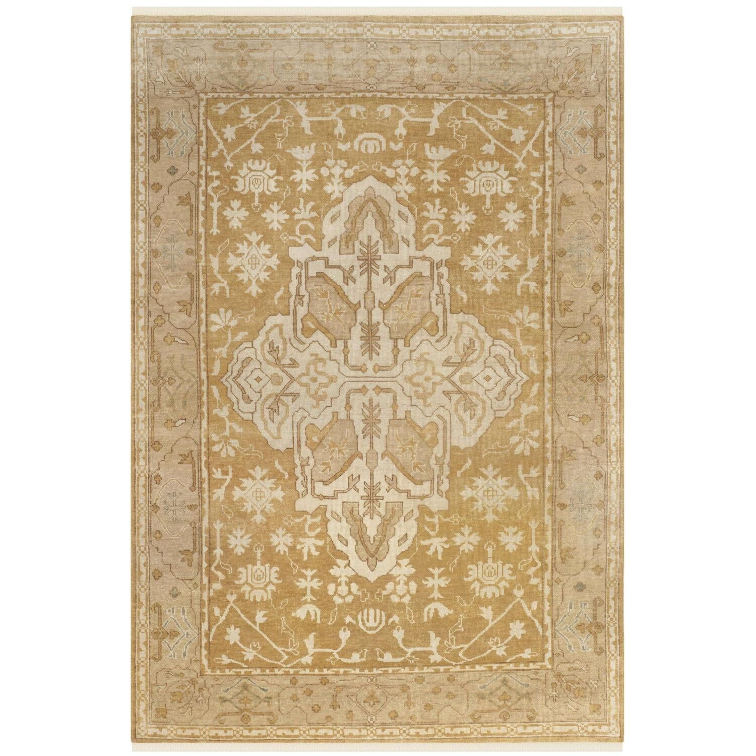 Elegant Oushak Hand-Knotted Light Blue Wool Area Rug, 6' x 9'