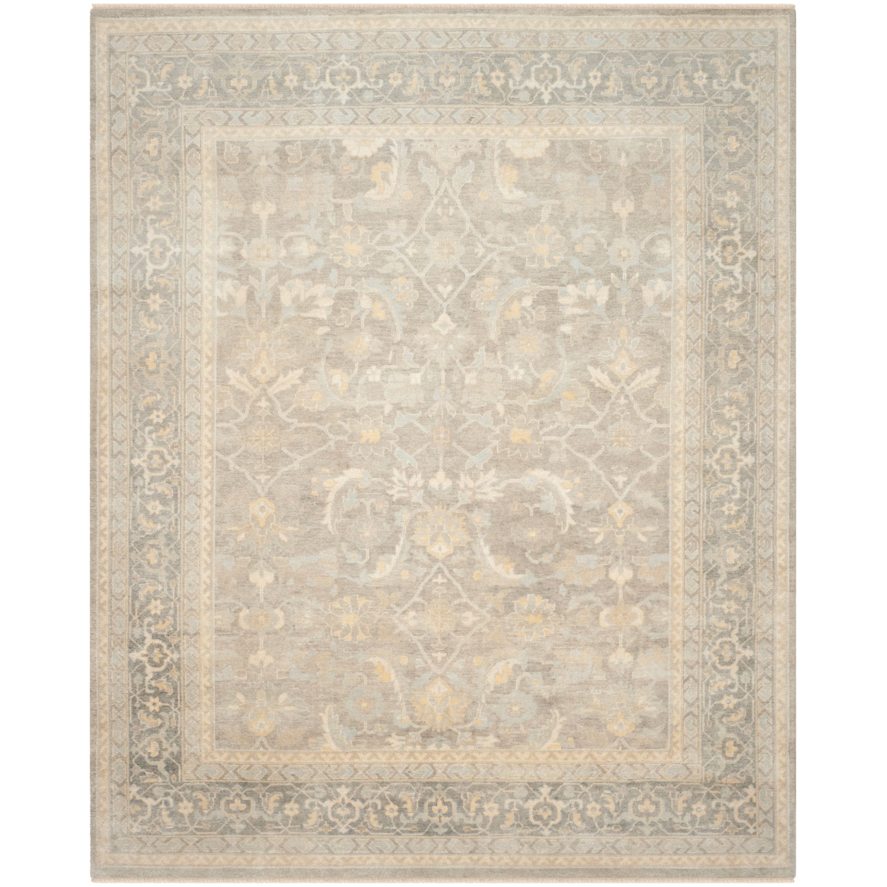 Gray Hand-Knotted Wool 10' x 14' Oriental Rug