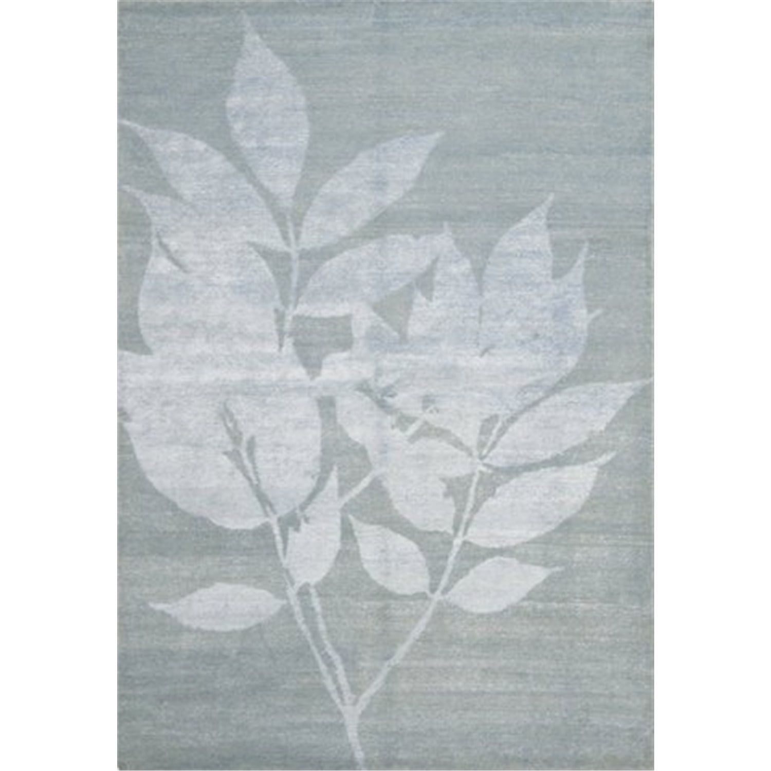 Elegant Light Blue Geometric Hand-Knotted Wool & Viscose Rug 8' x 10'