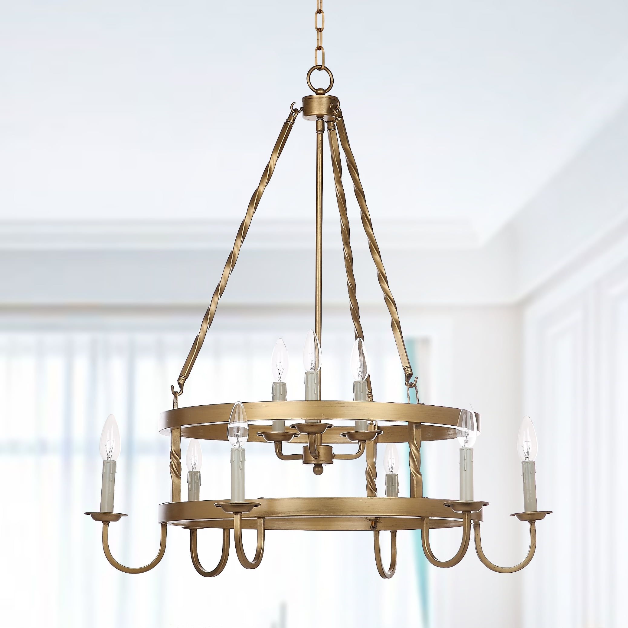 Park Avenue Inspired Gold Metal 31" Adjustable Chandelier