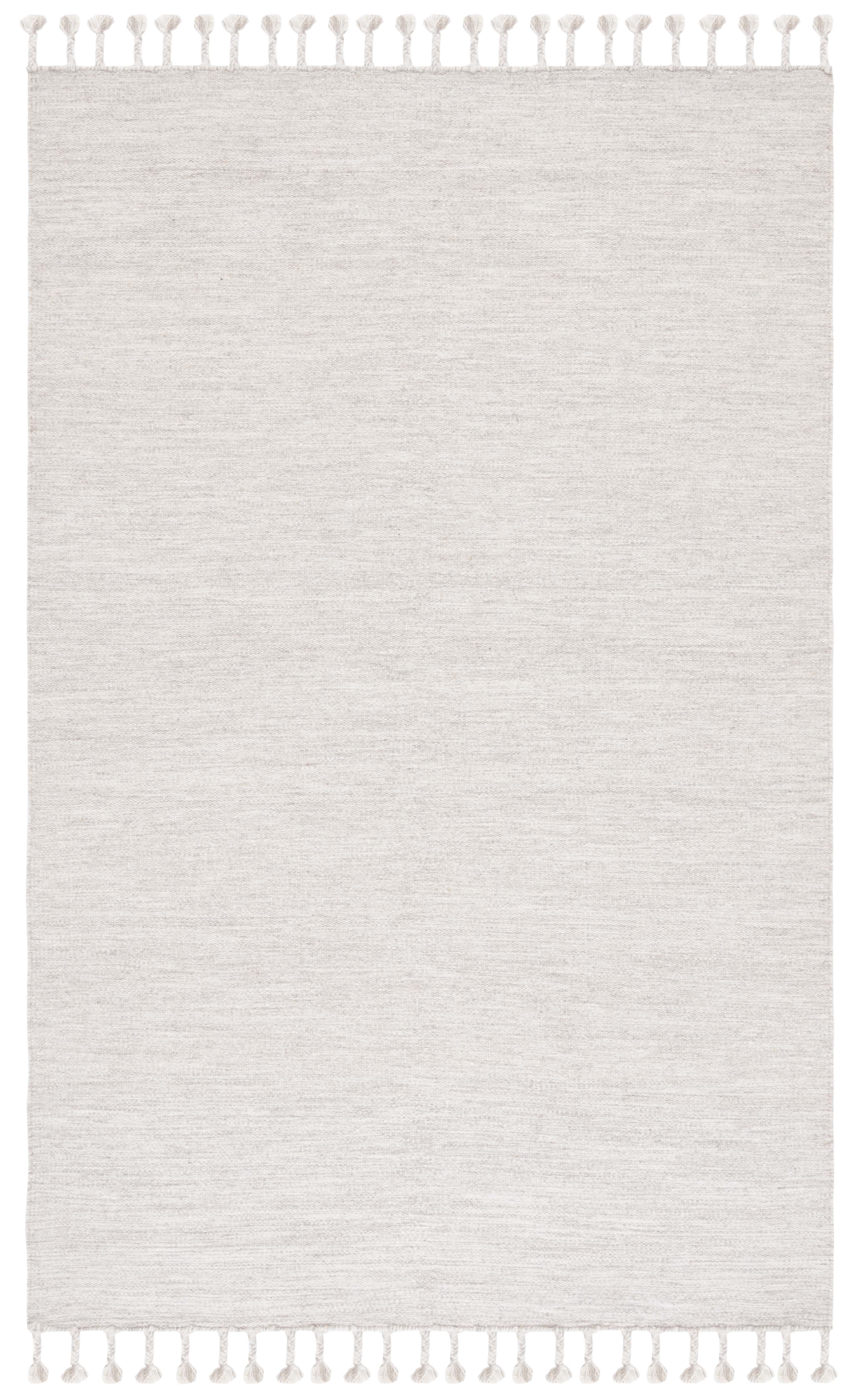 Beige Geometric Flat Woven Wool Area Rug, 5' x 8'