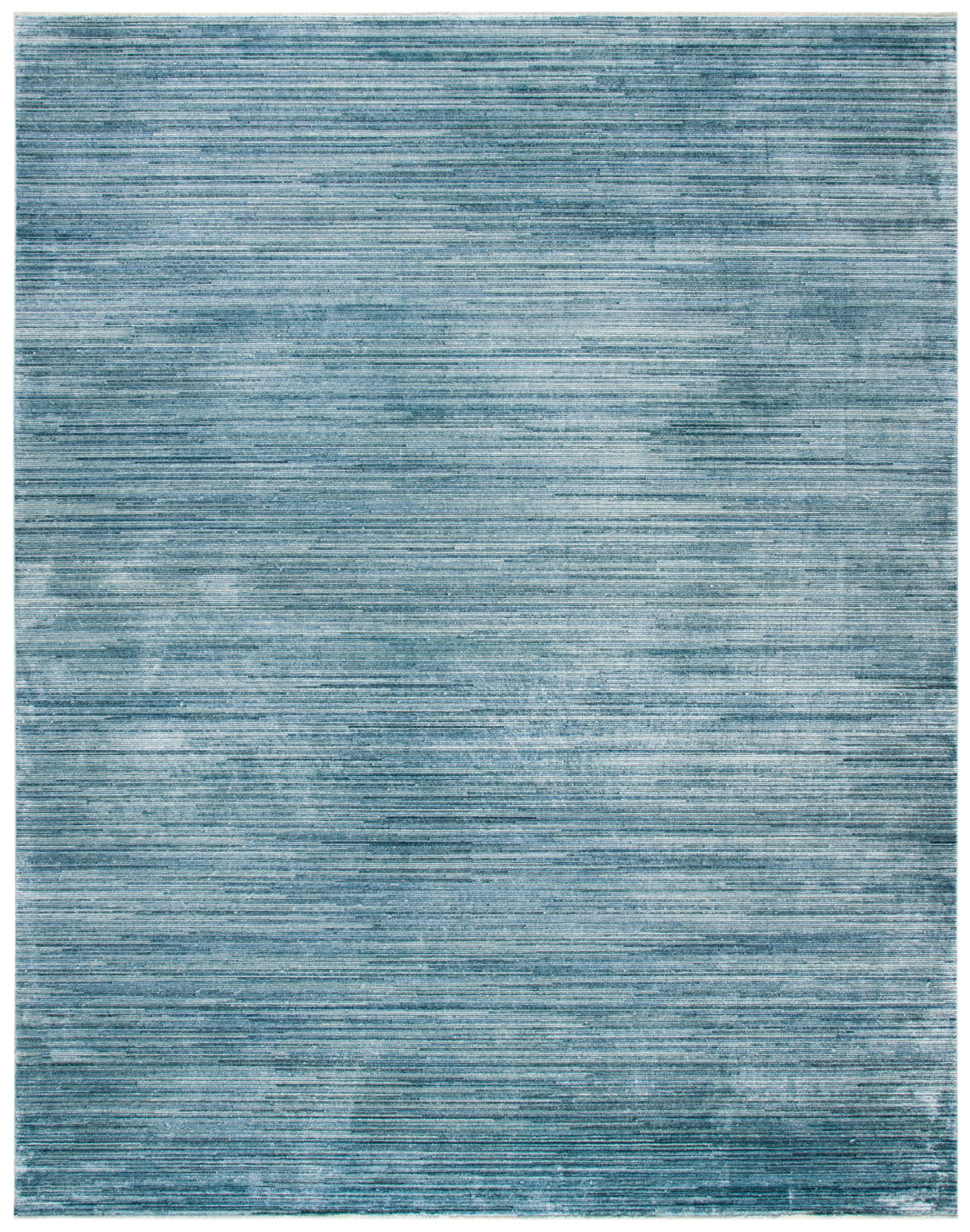 Blue Hand-Knotted Wool and Silk 9' x 12' Area Rug