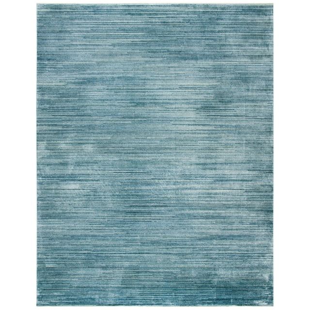 Blue Hand-Knotted Wool and Silk 9' x 12' Area Rug