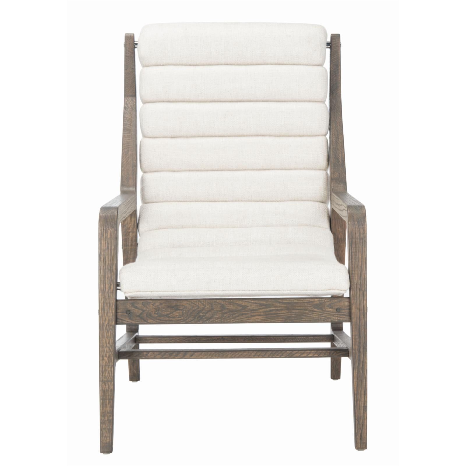 White Oak and Linen Transitional Arm Chair