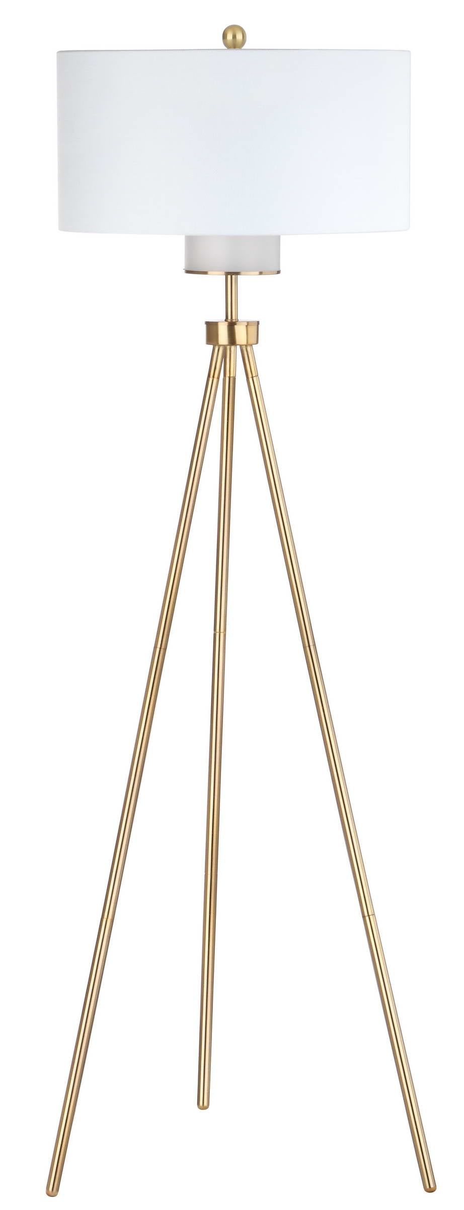 Gold Tripod Floor Lamp with White Drum Shade